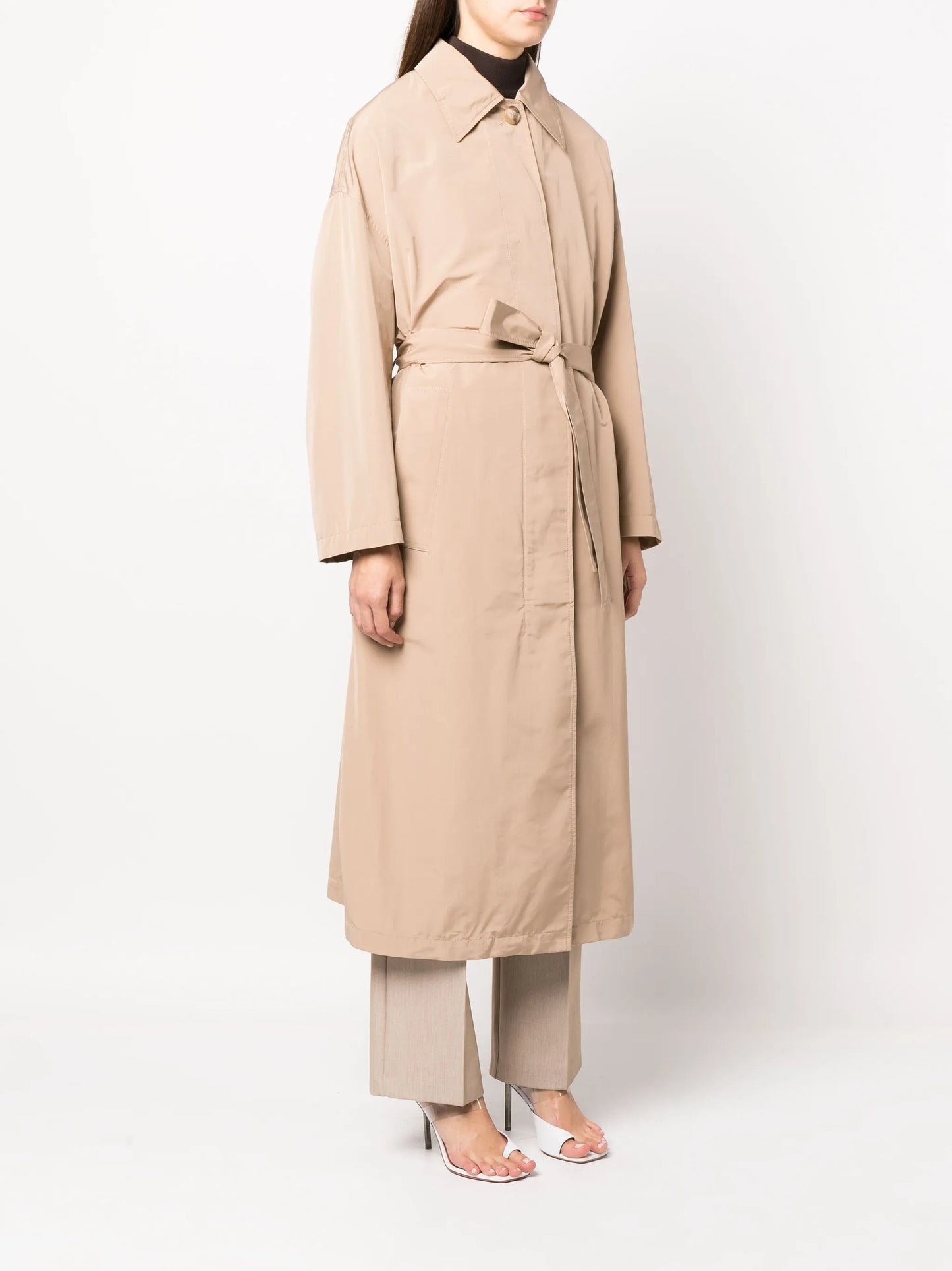 belted-waist trench coat