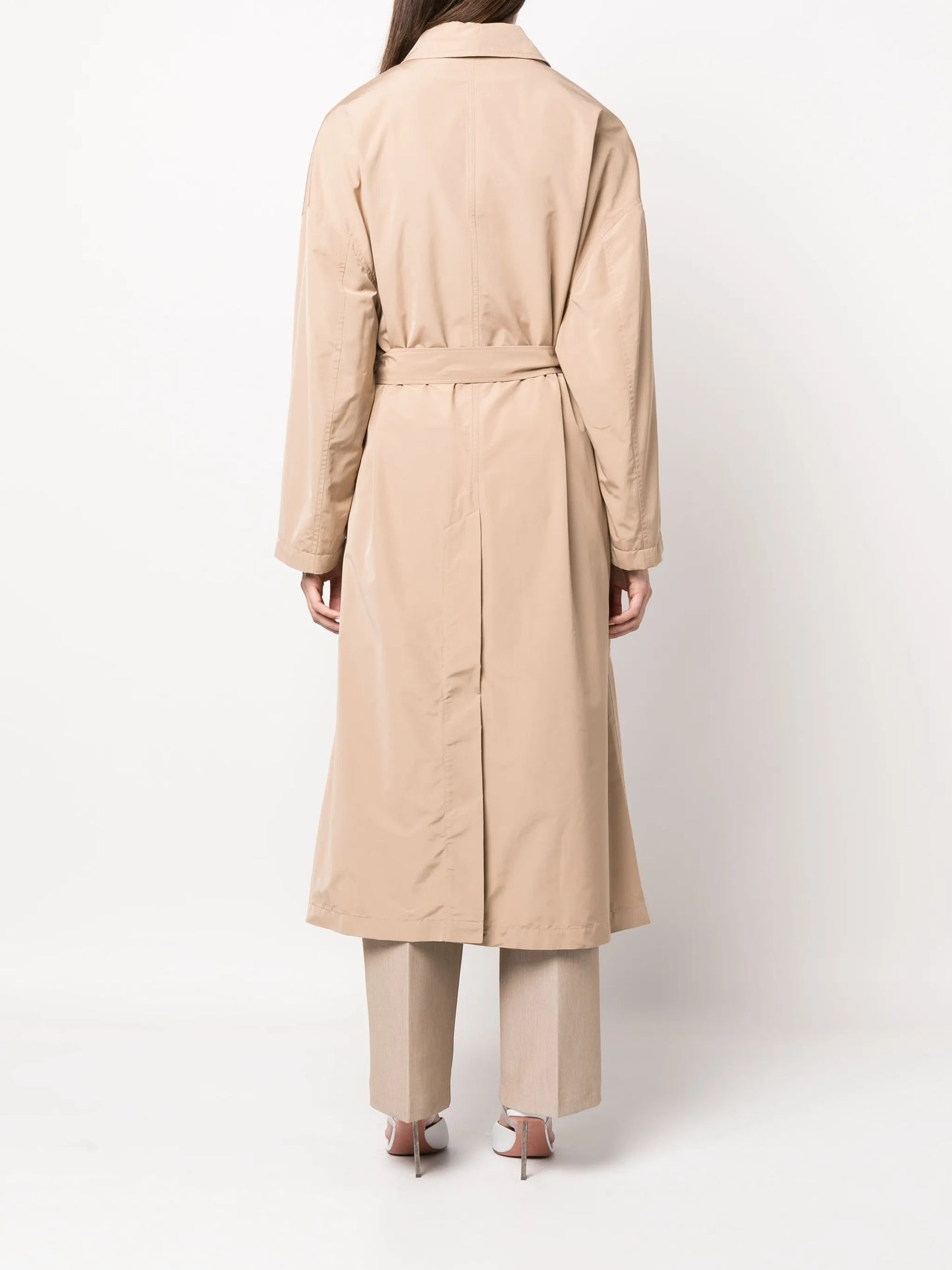 belted-waist trench coat