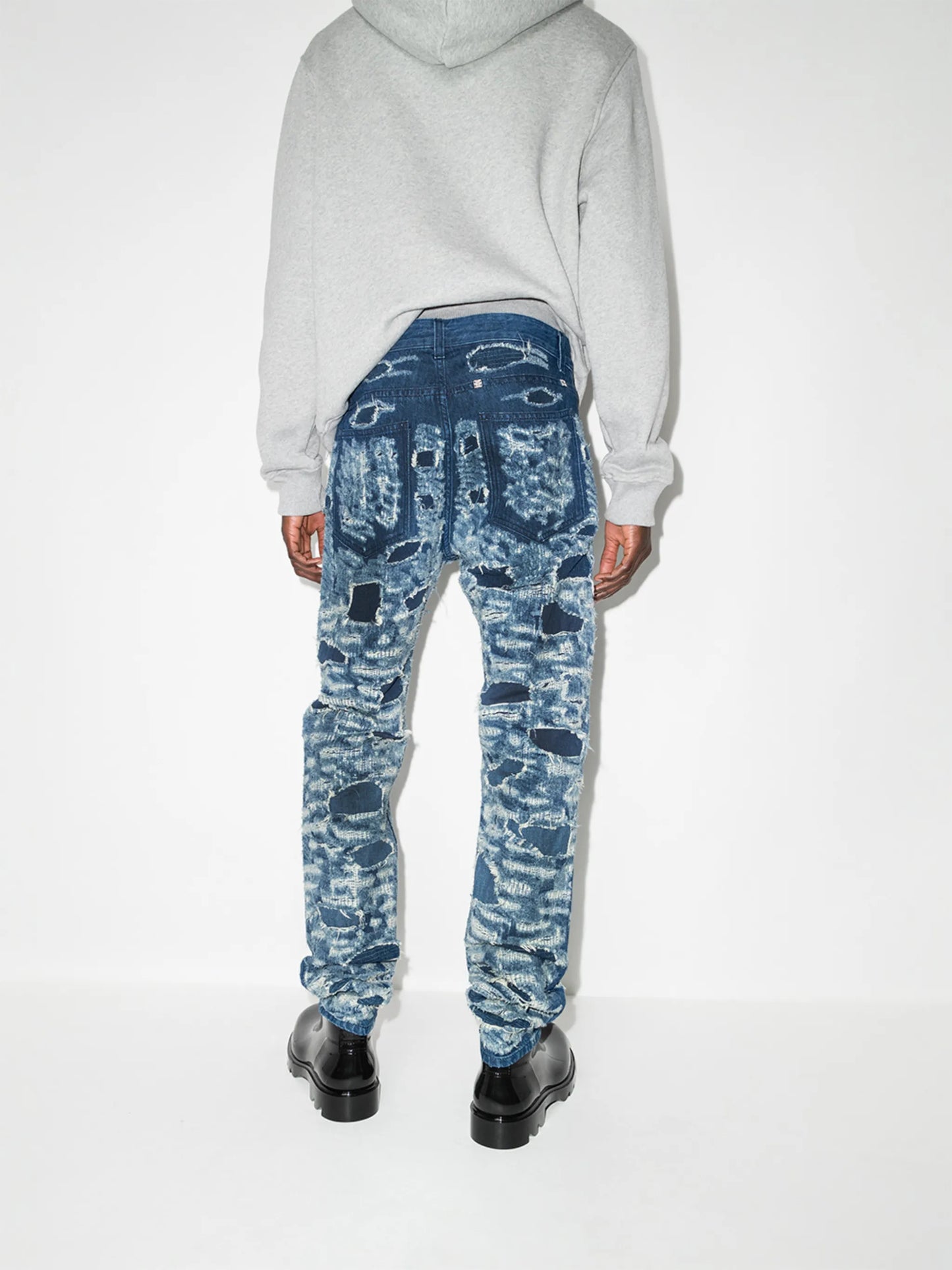 distressed ripped slim-fit jeans