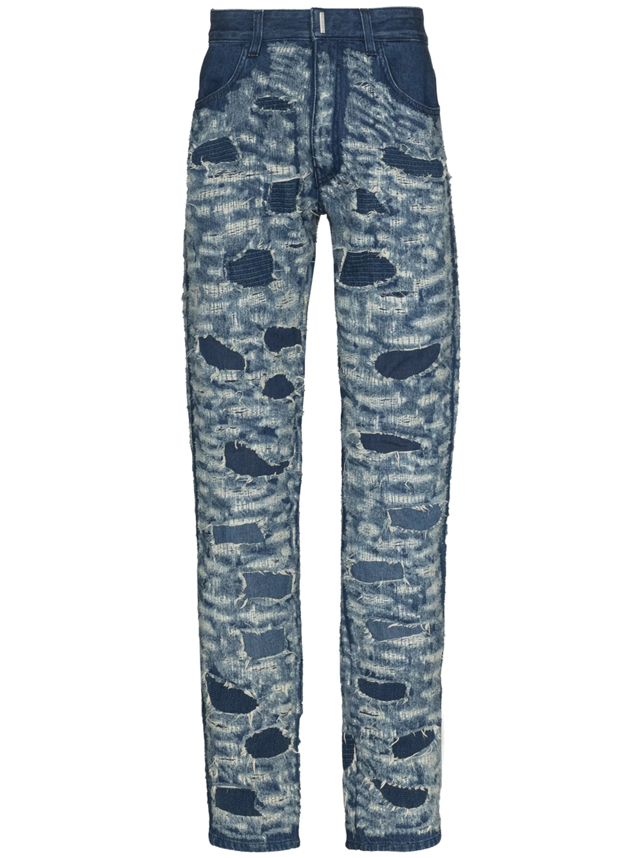 distressed ripped slim-fit jeans