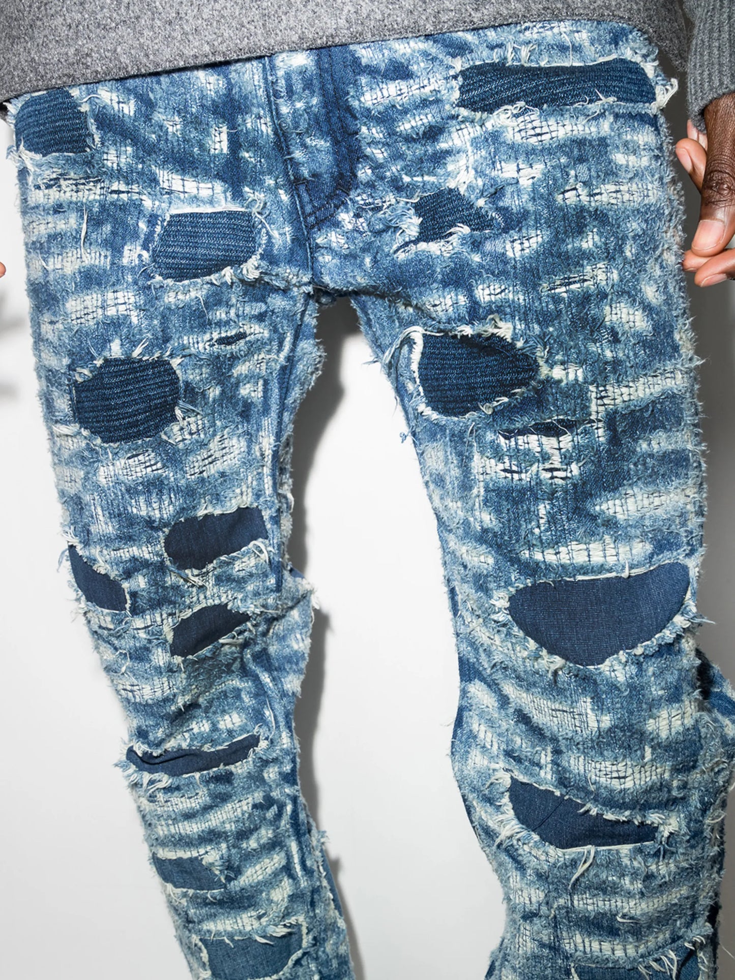 distressed ripped slim-fit jeans