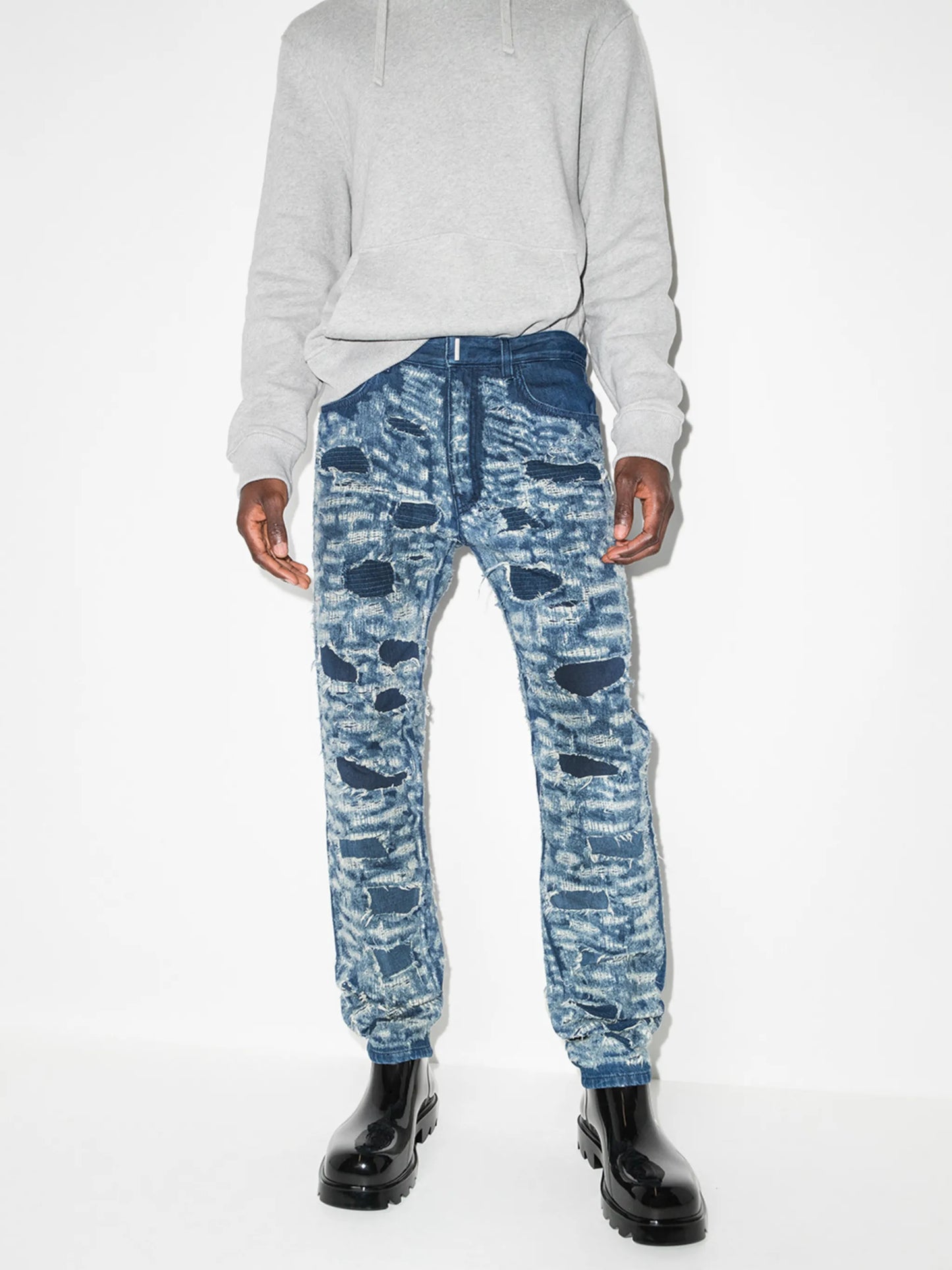 distressed ripped slim-fit jeans