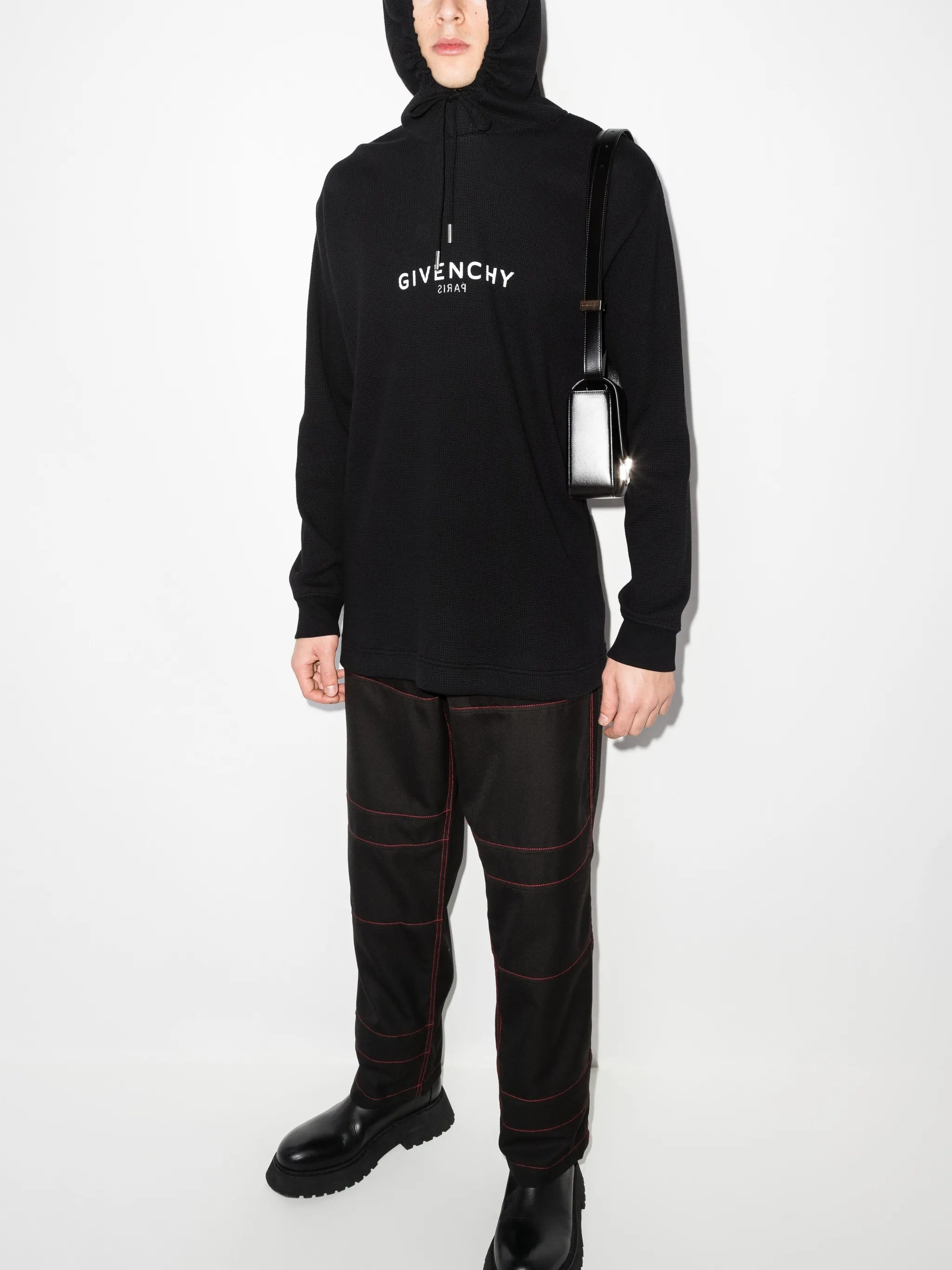 logo print drawstring hoodie