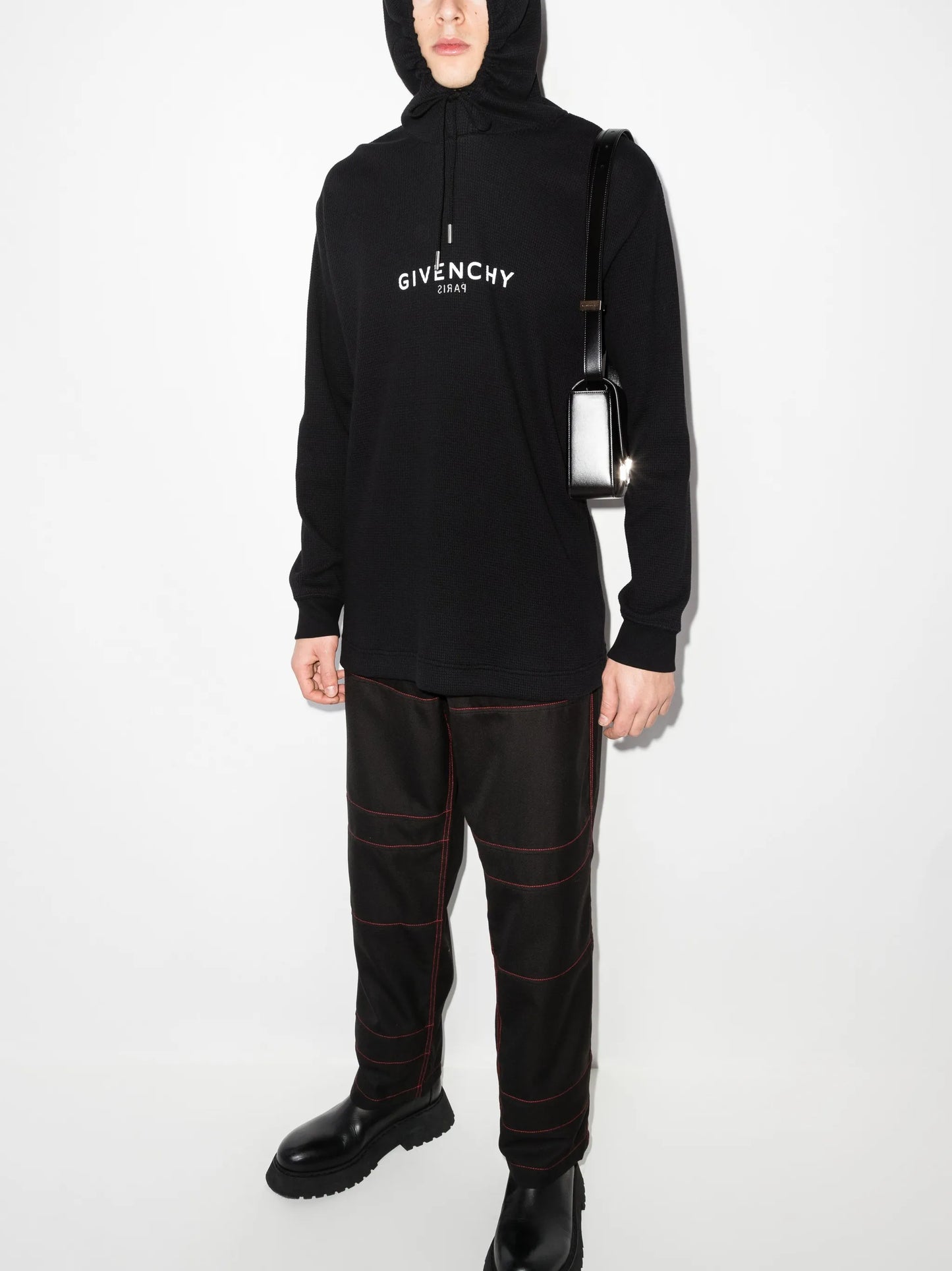 logo print drawstring hoodie