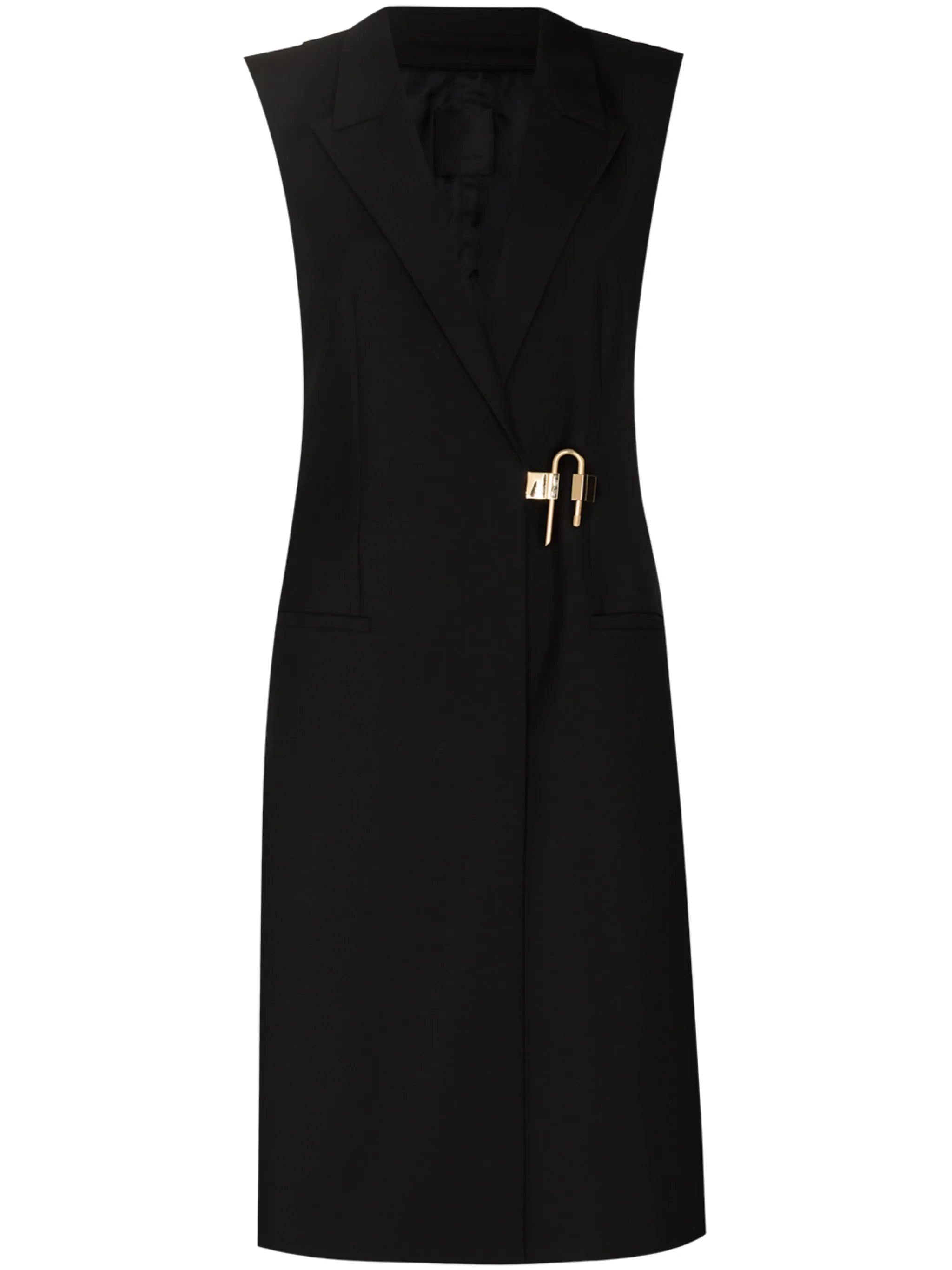 padlock-detail sleeveless midi dress