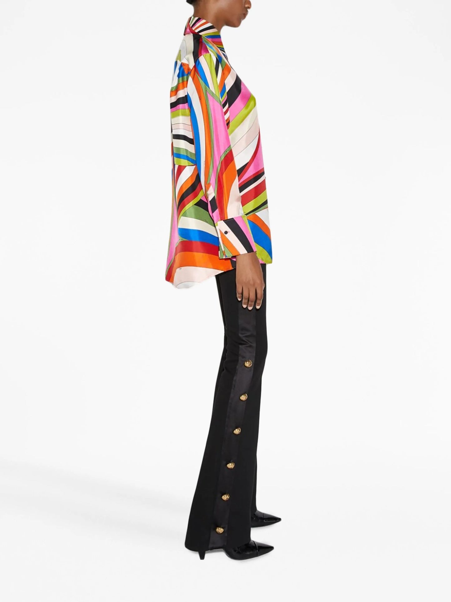 abstract print silk shirt