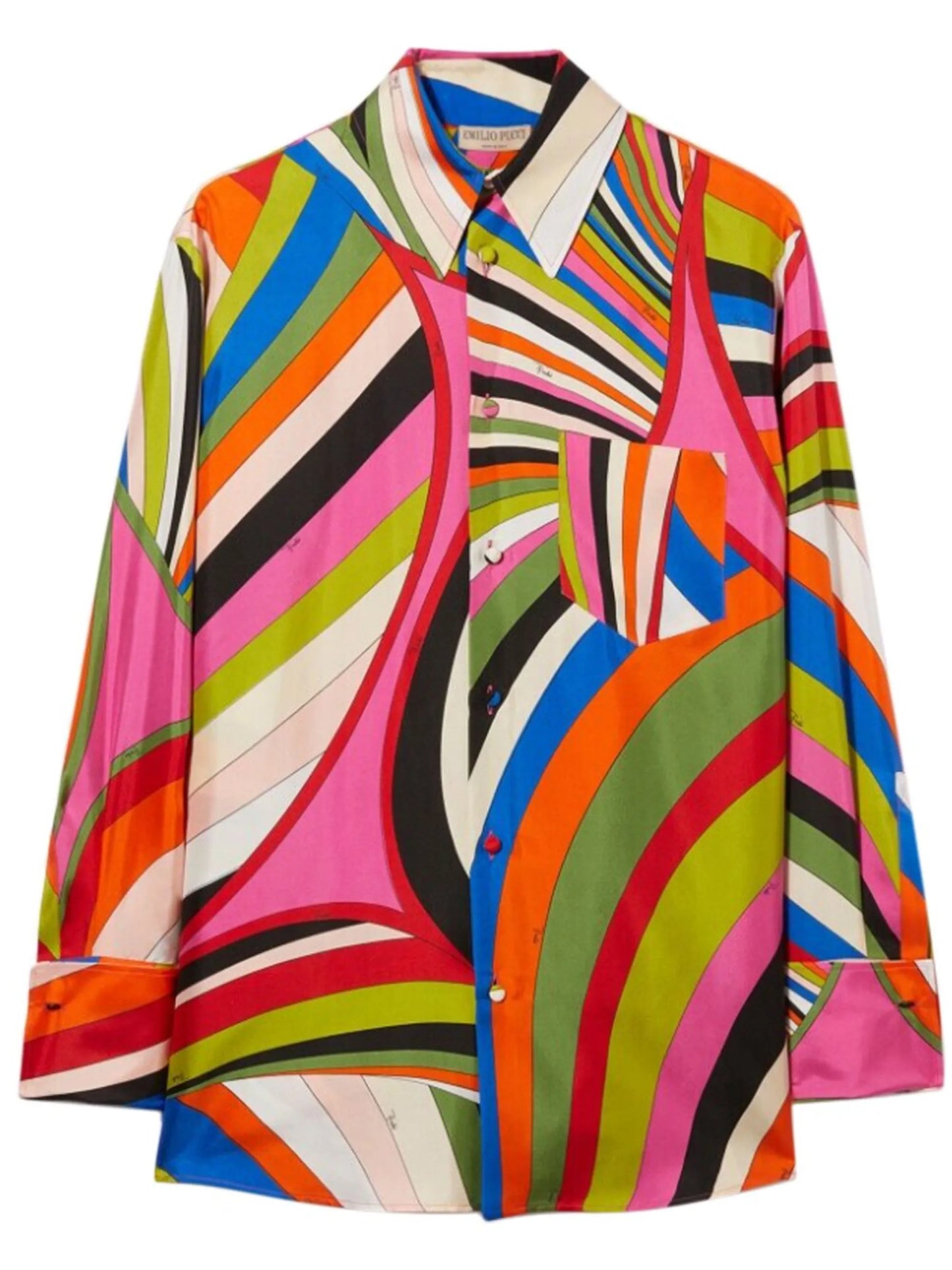abstract print silk shirt