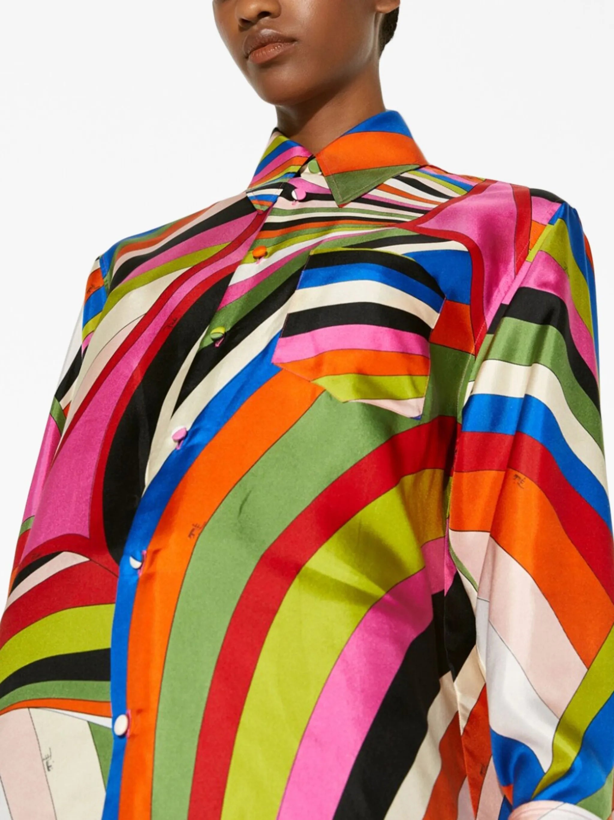 abstract print silk shirt