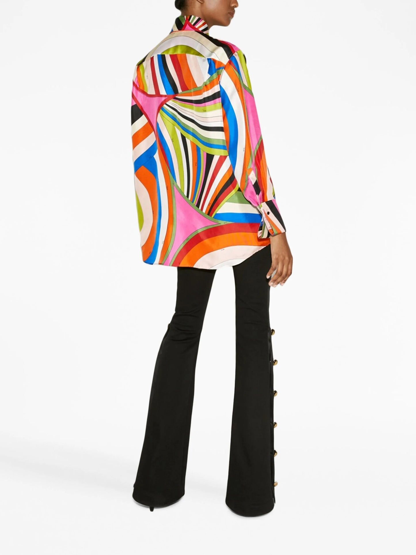 abstract print silk shirt