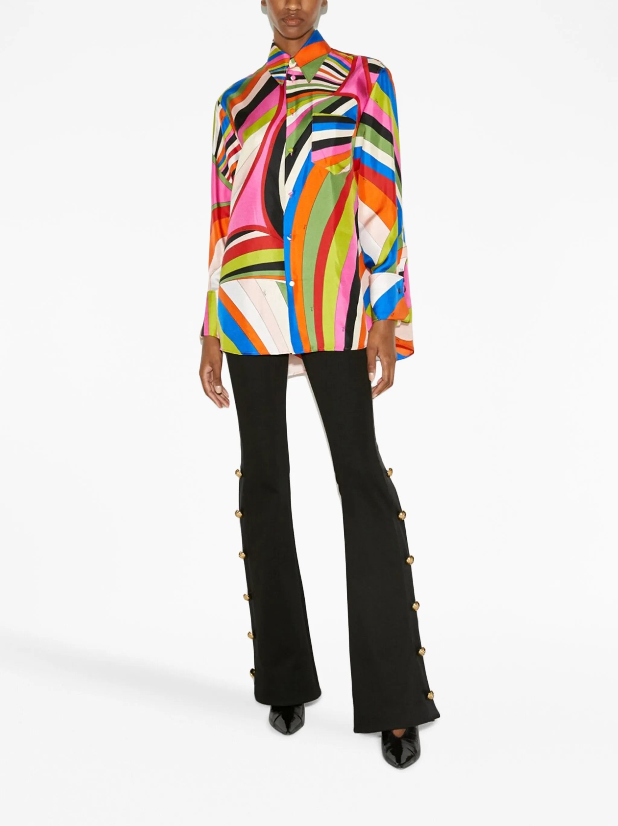 abstract print silk shirt