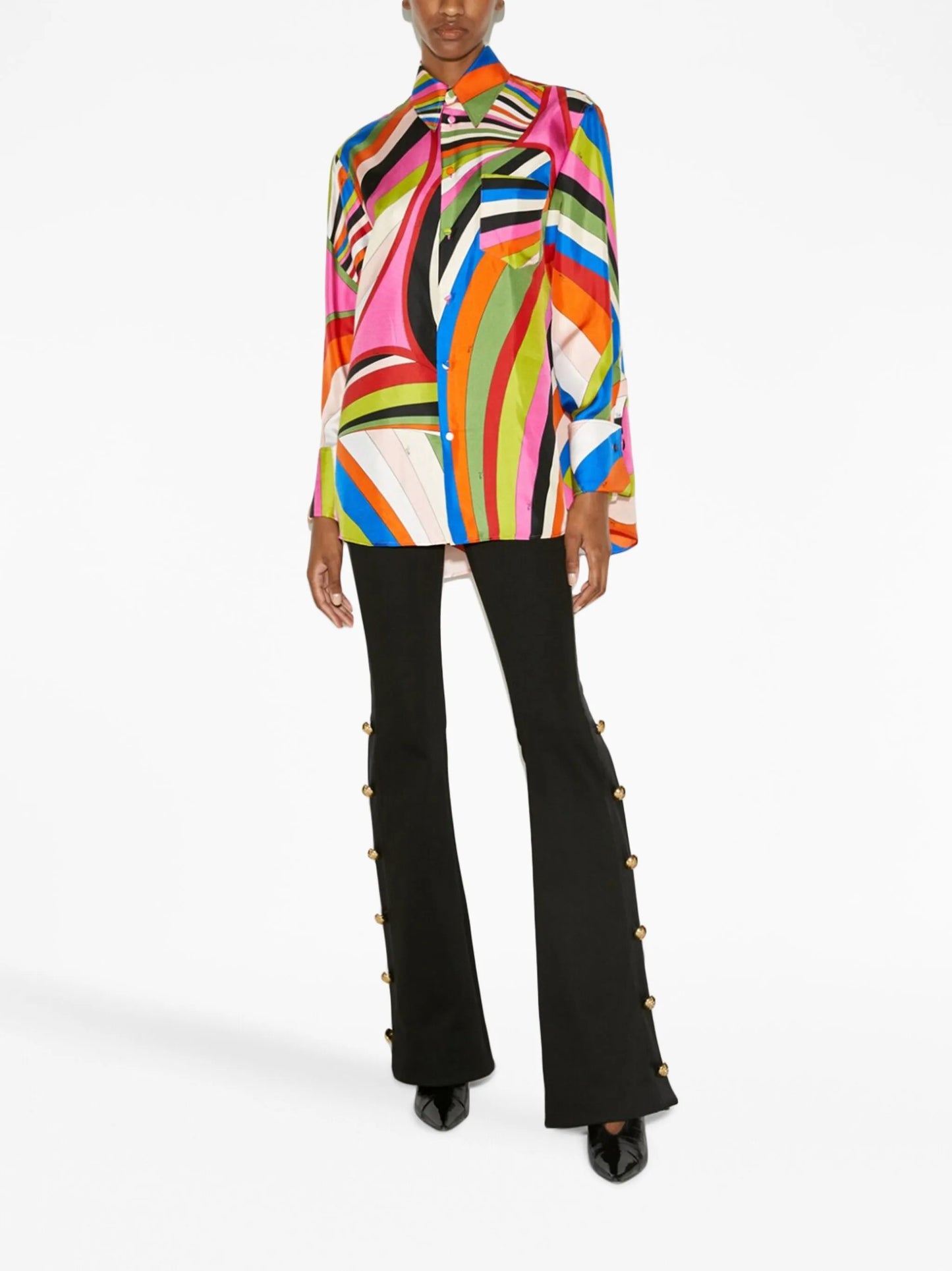 abstract print silk shirt