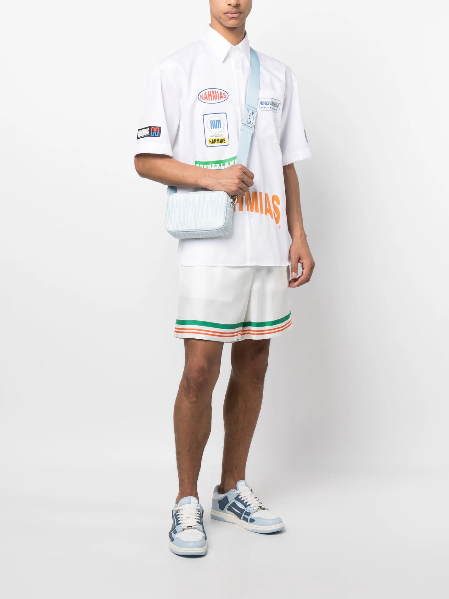 logo-print messenger bag