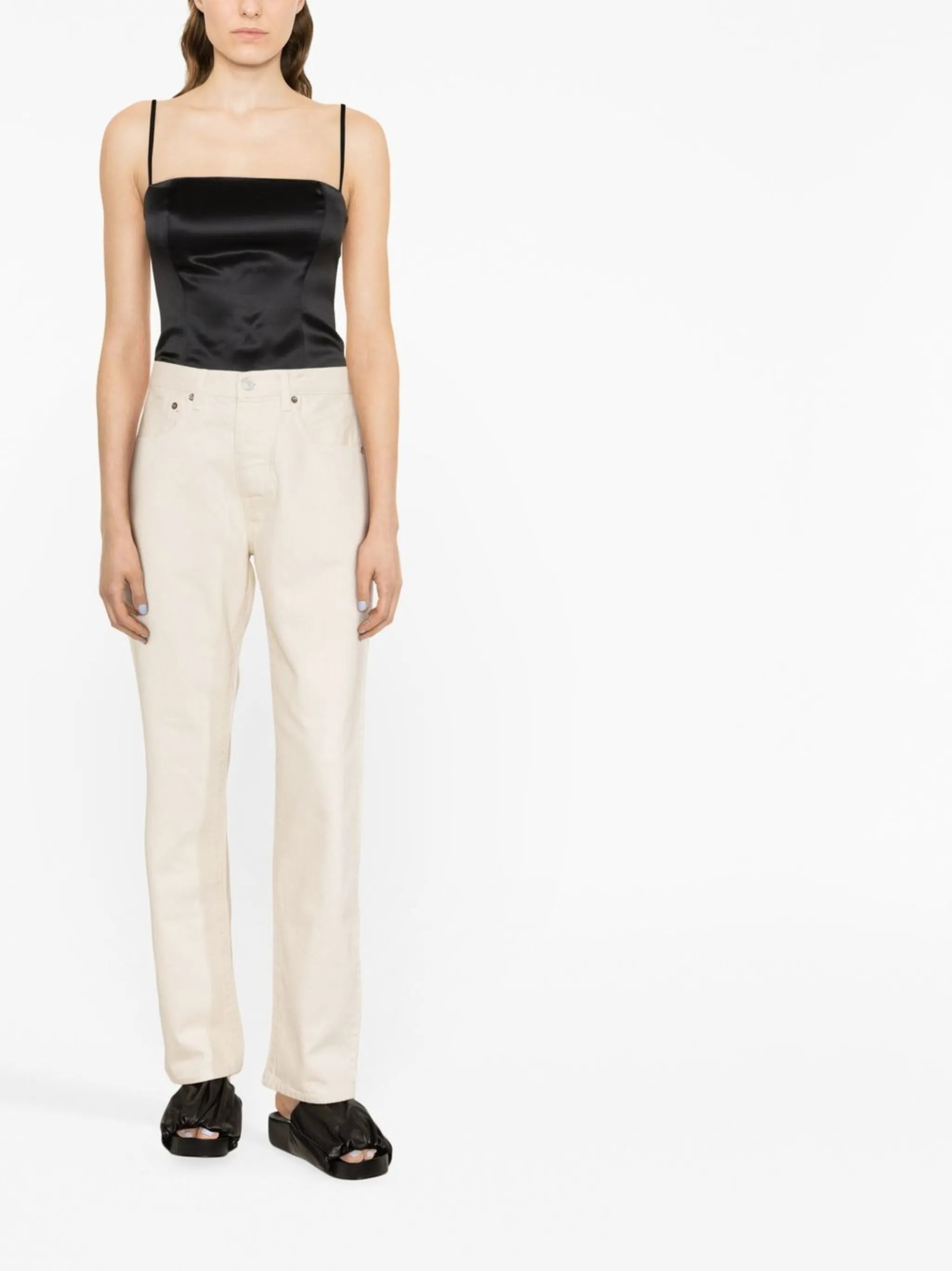straight-leg denim trousers