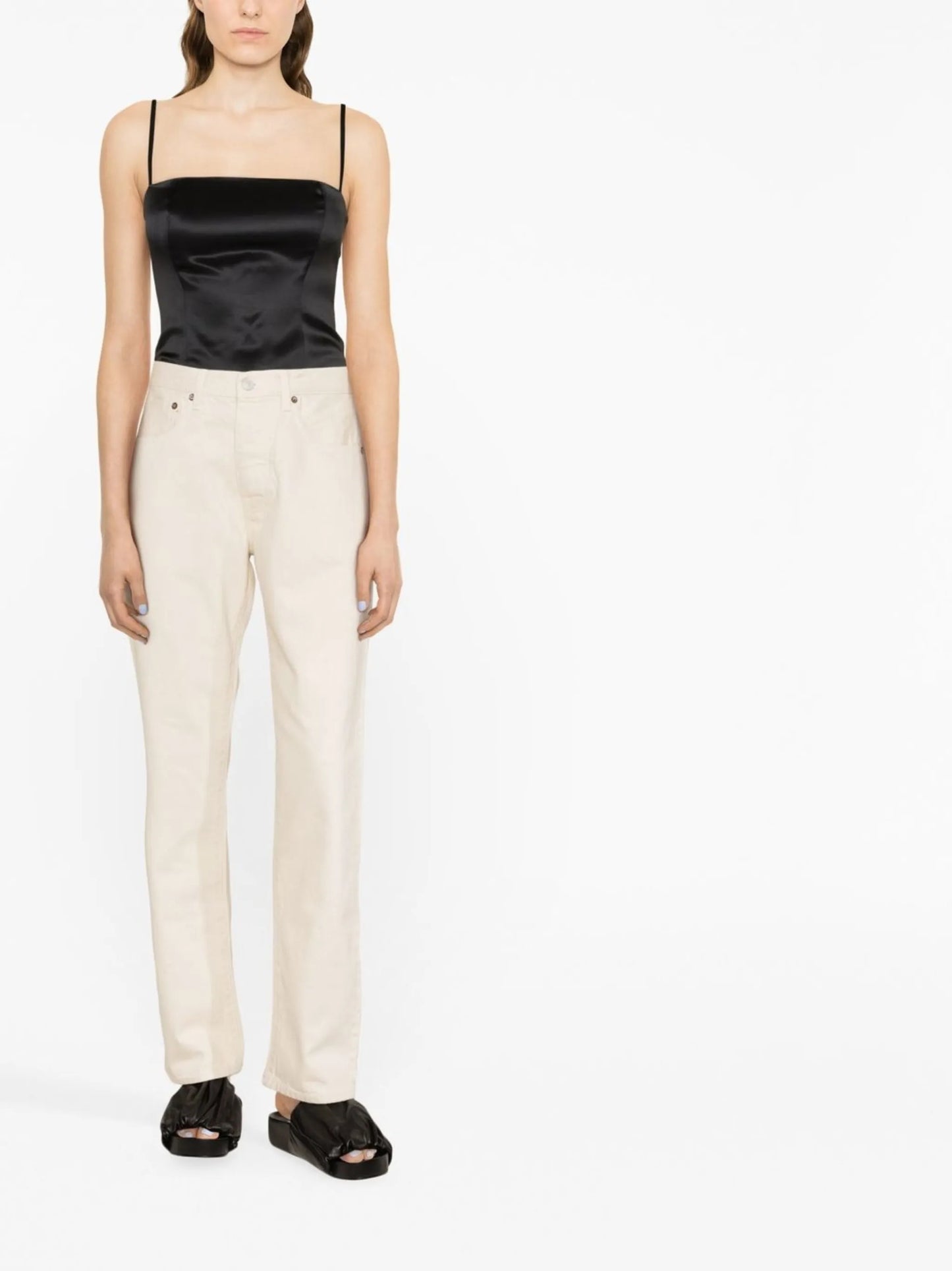 straight-leg denim trousers