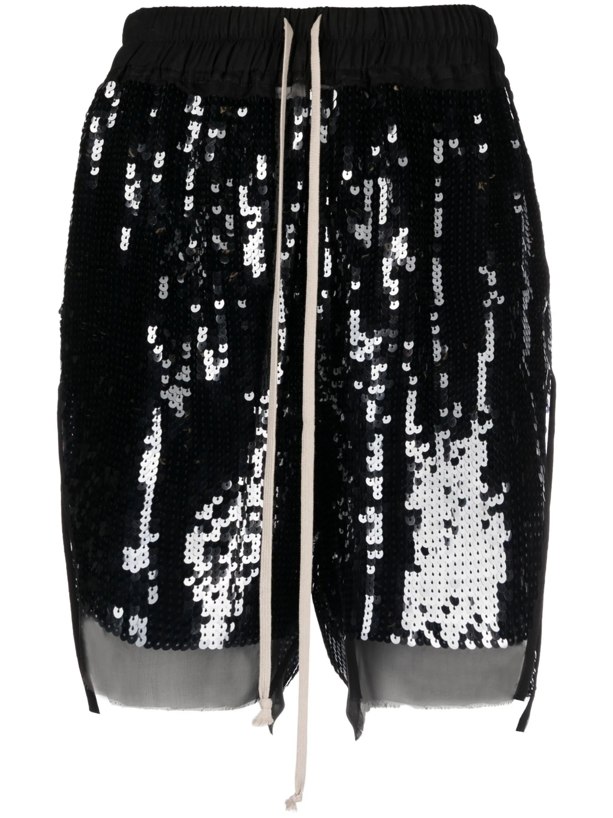 sequin-embellished track shorts