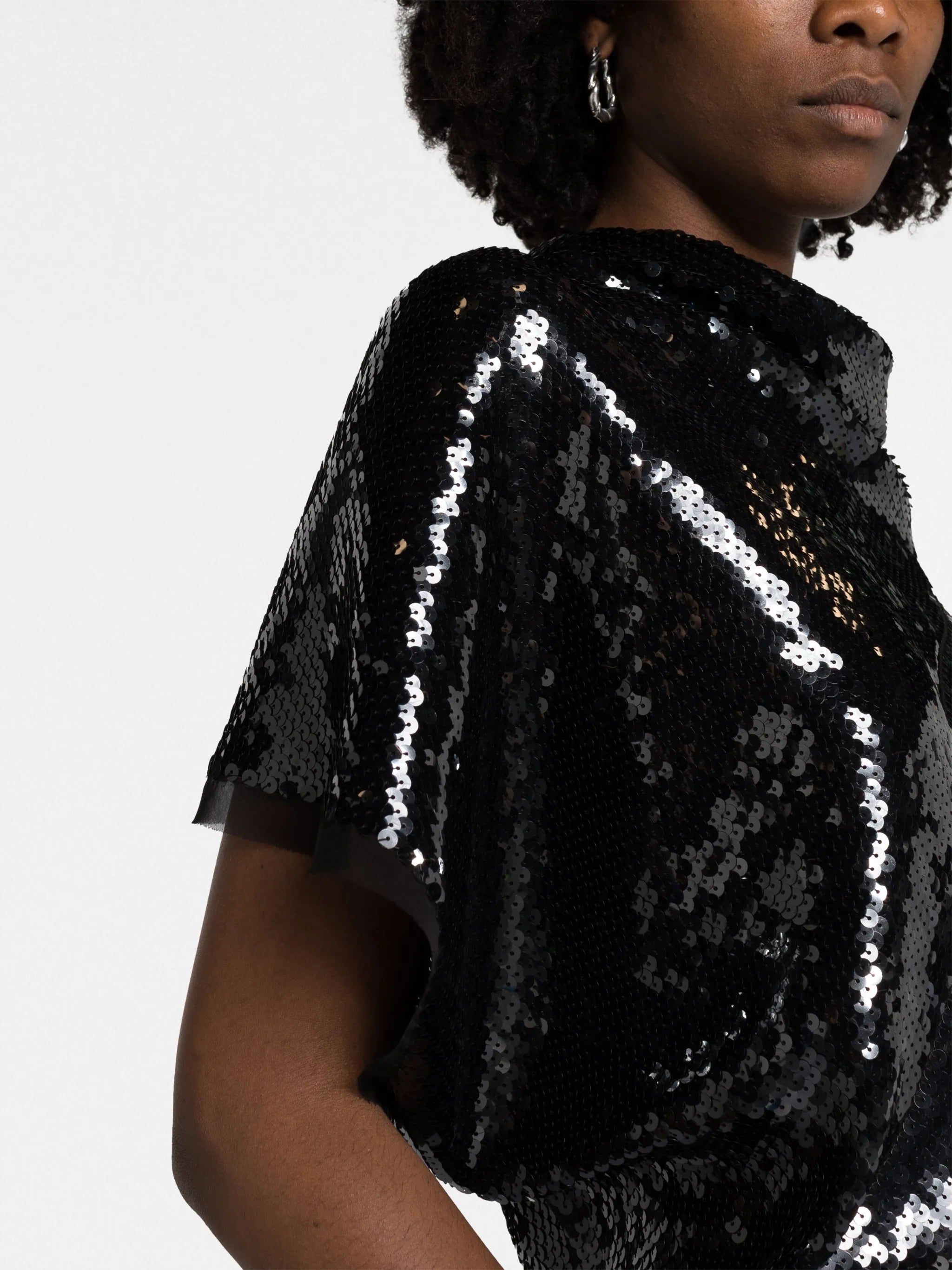 sequin-embellished silk T-shirt