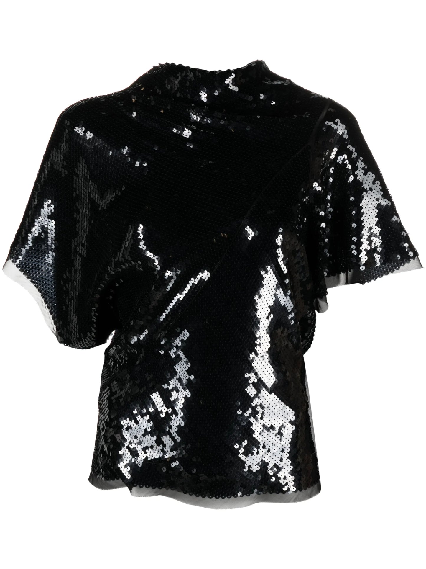 sequin-embellished silk T-shirt