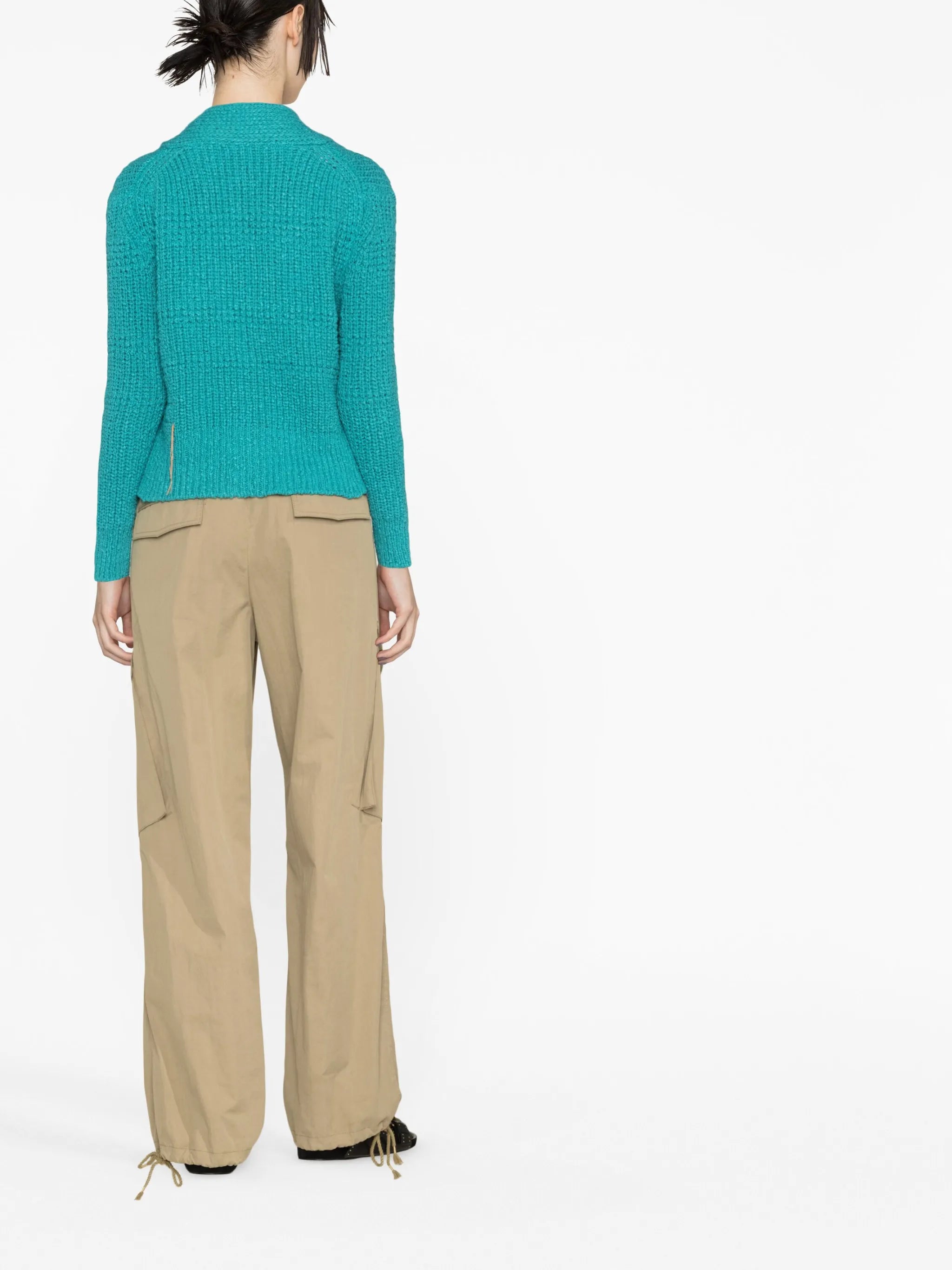 V-neck cropped cotton cardigan