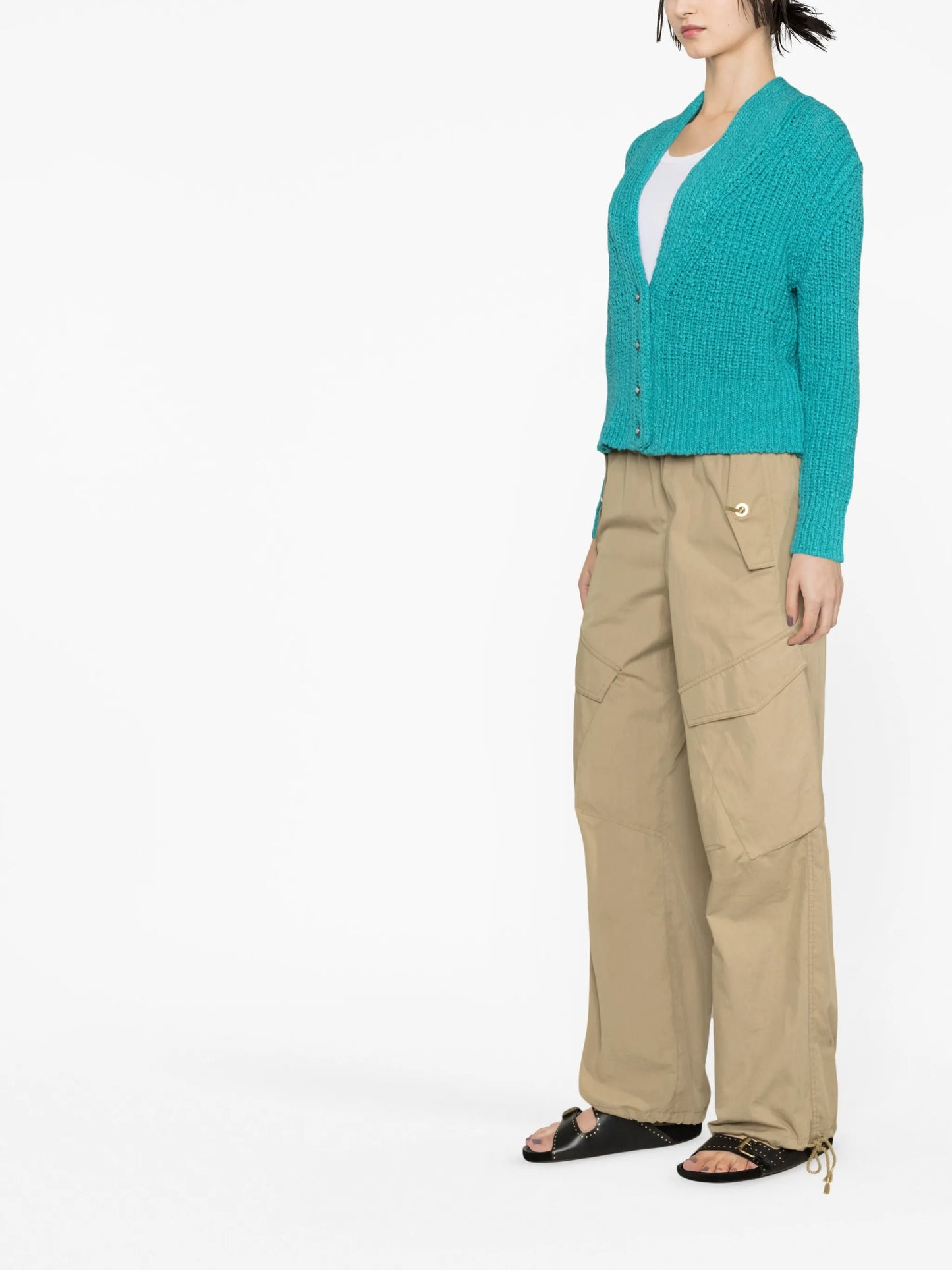 V-neck cropped cotton cardigan