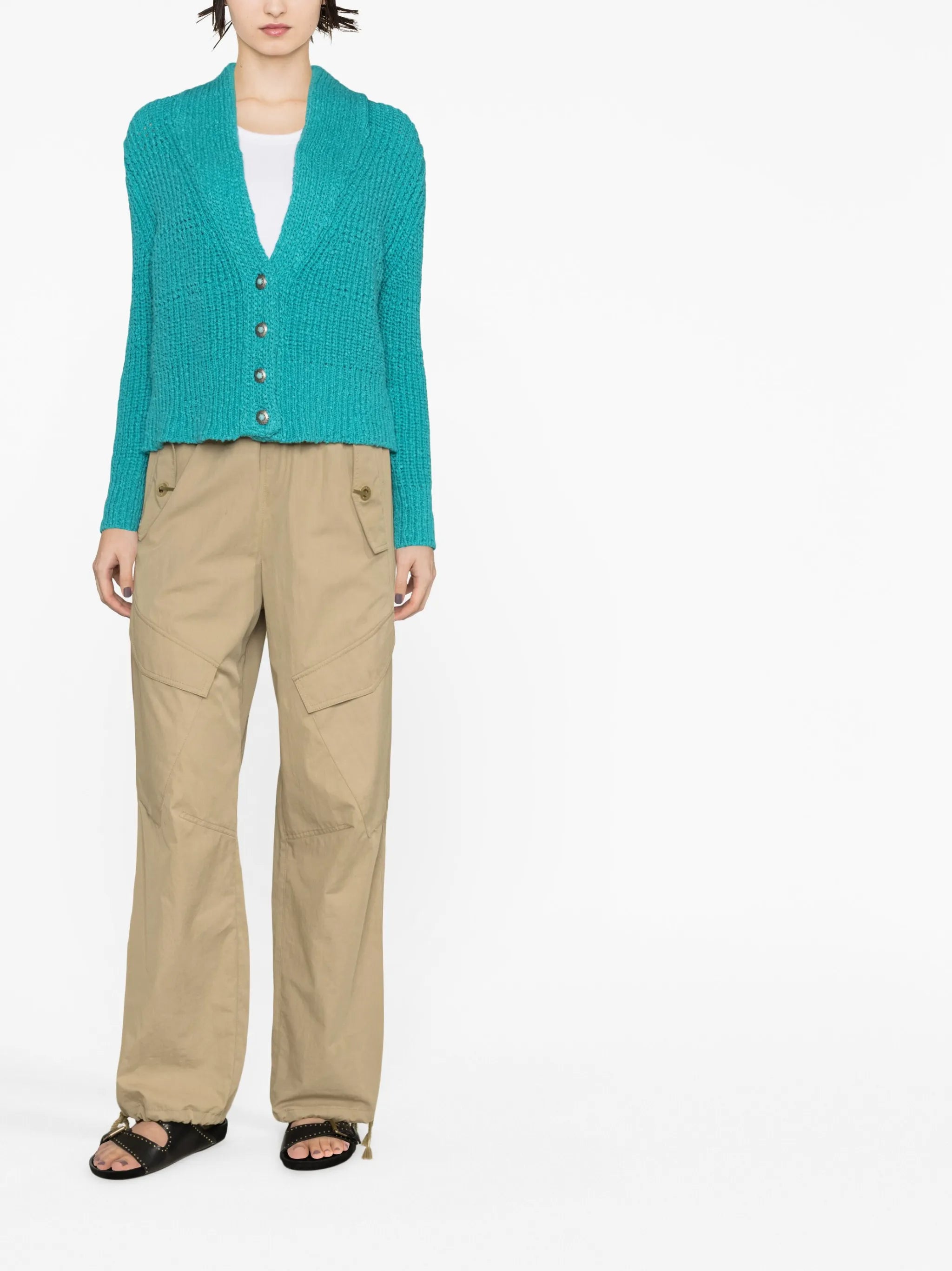 V-neck cropped cotton cardigan