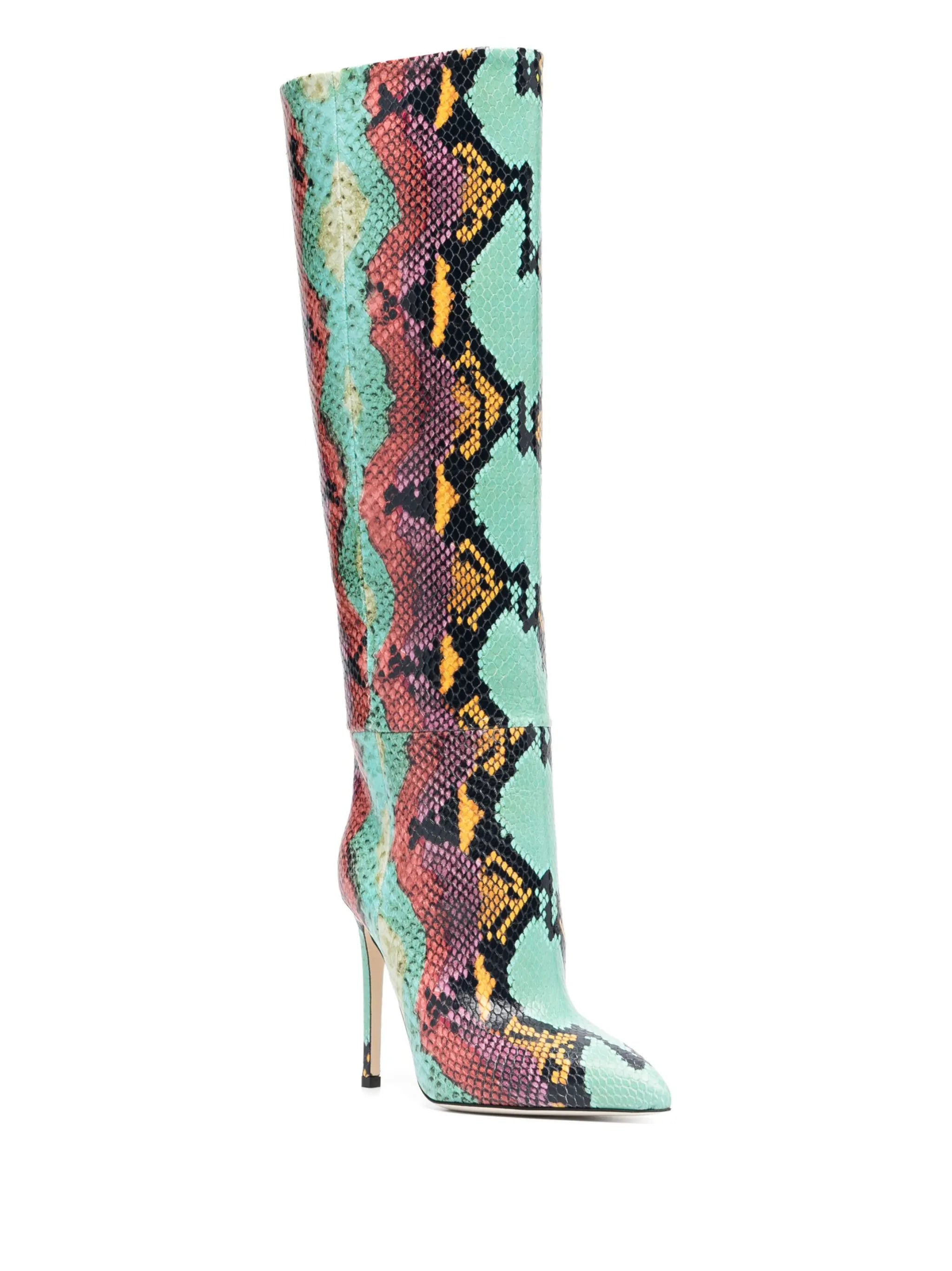 105mm crocodile-embossed knee boots