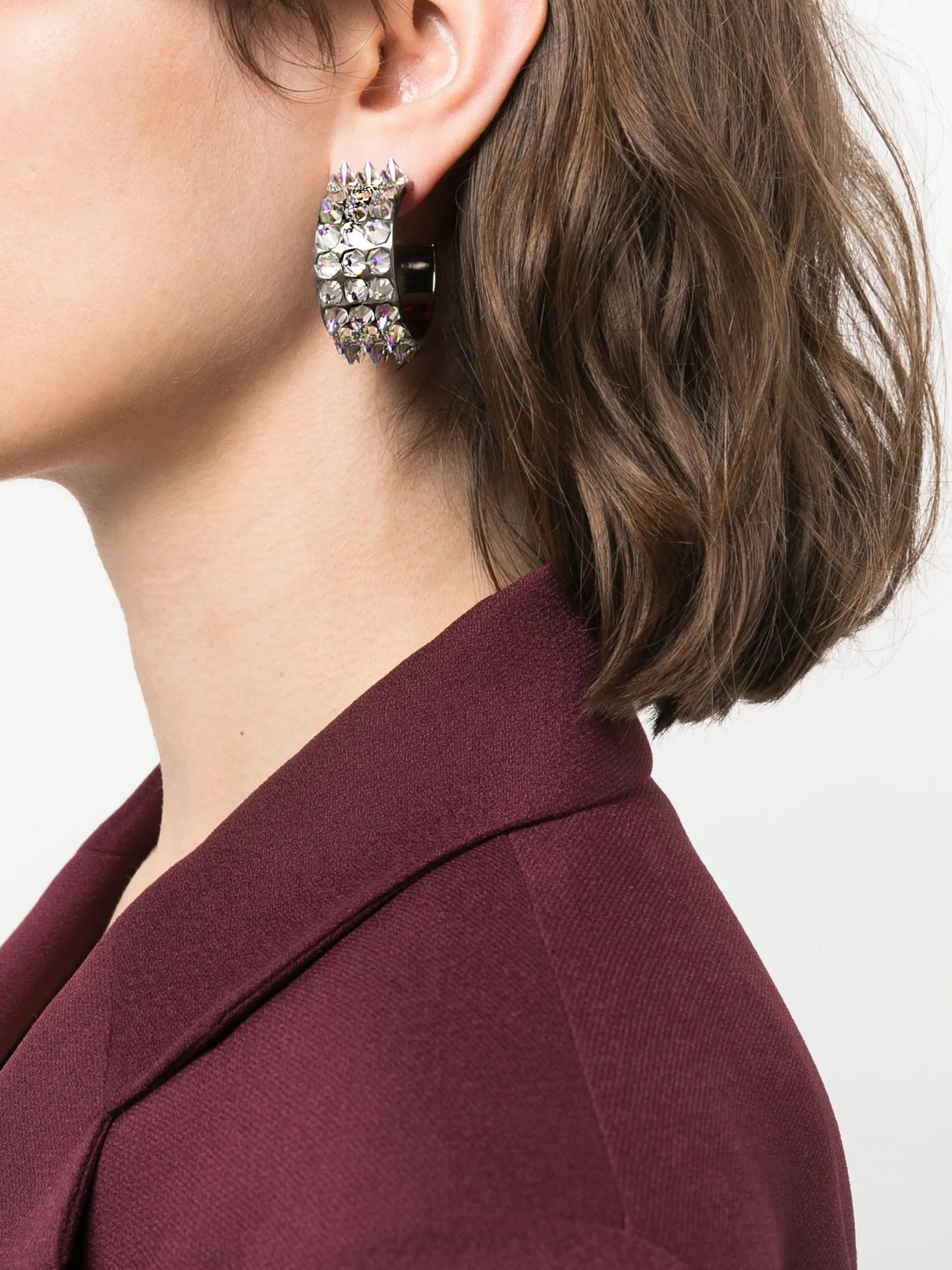 Karma crystal-embellished hoop earrings