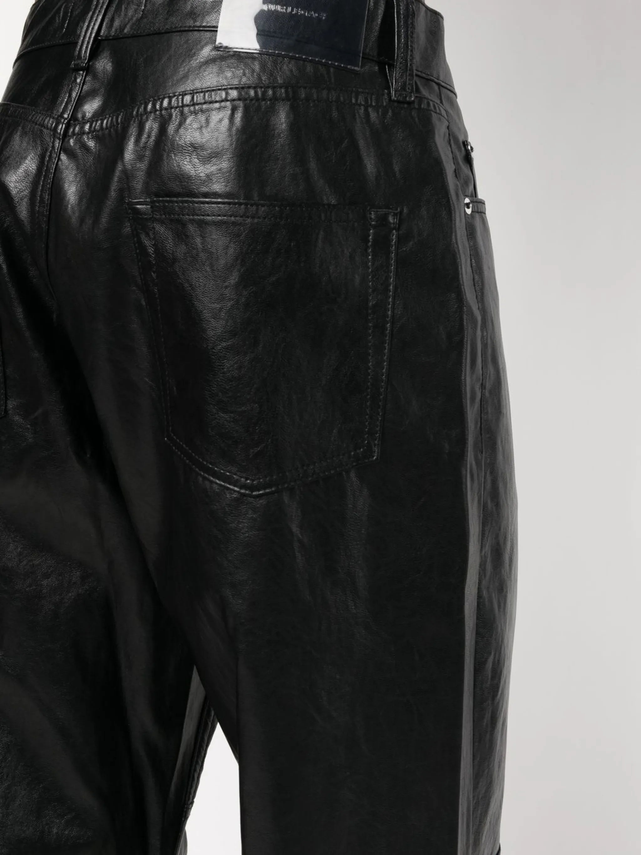faux-leather straight-leg trousers