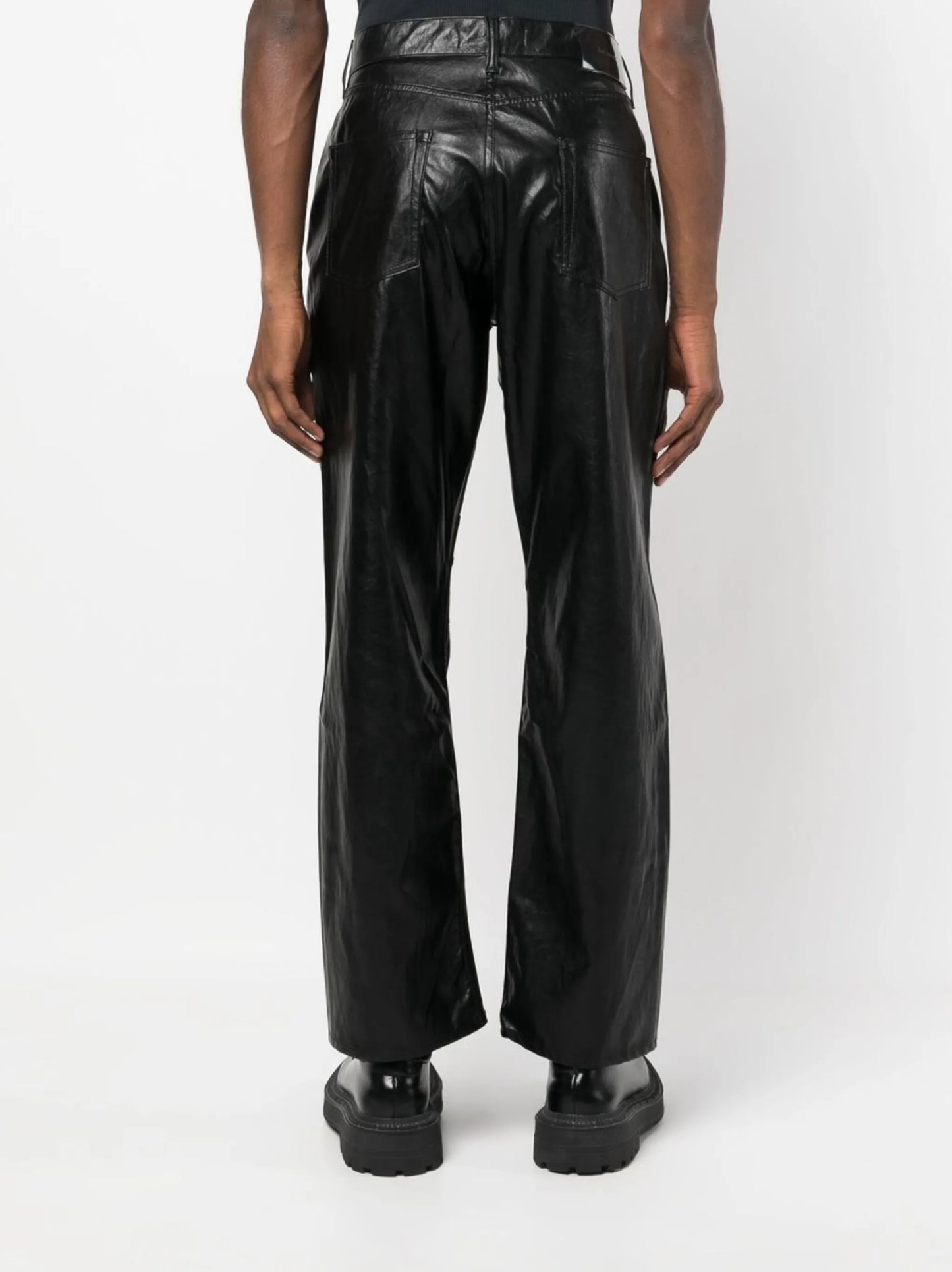 faux-leather straight-leg trousers