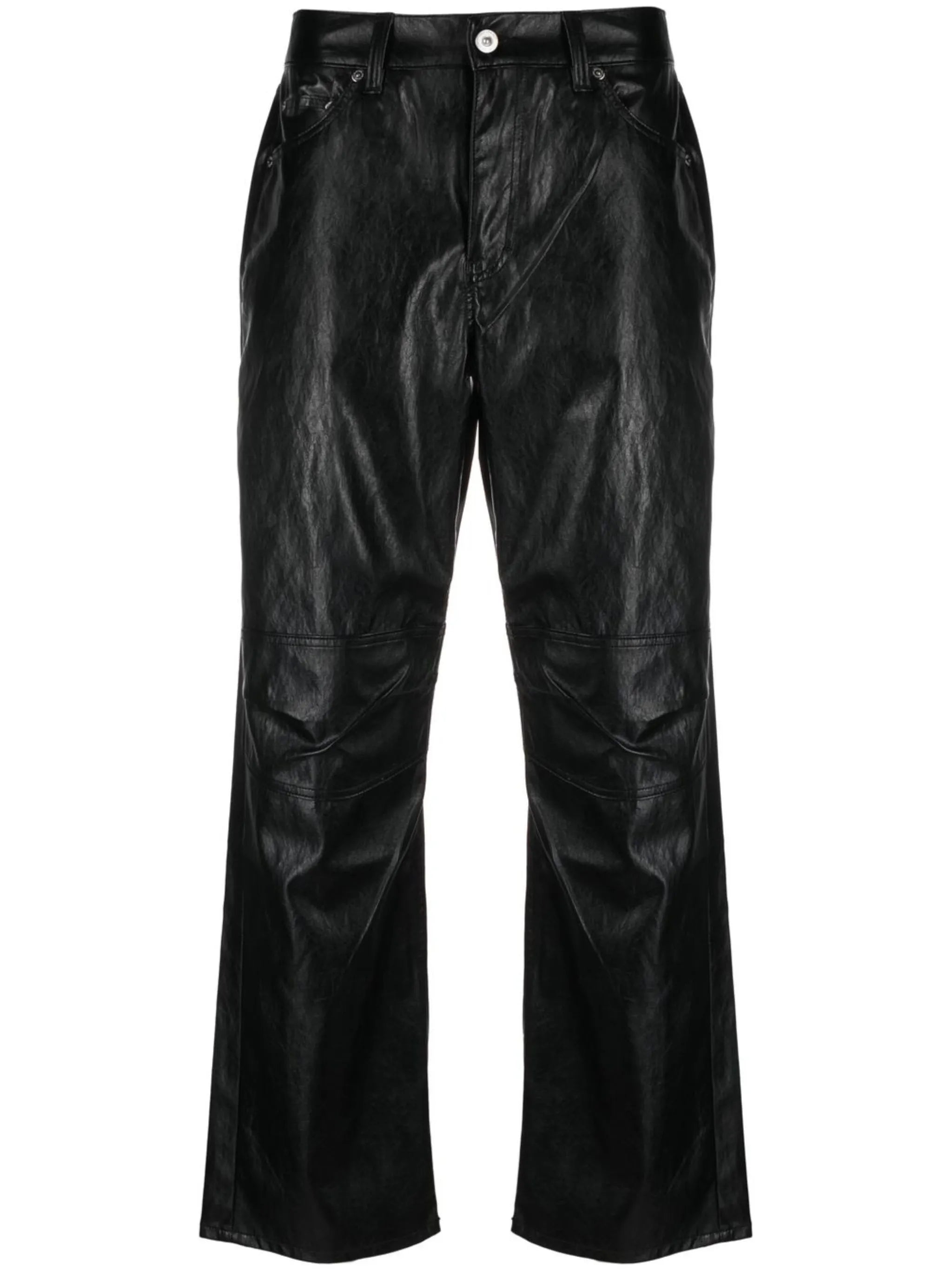 faux-leather straight-leg trousers