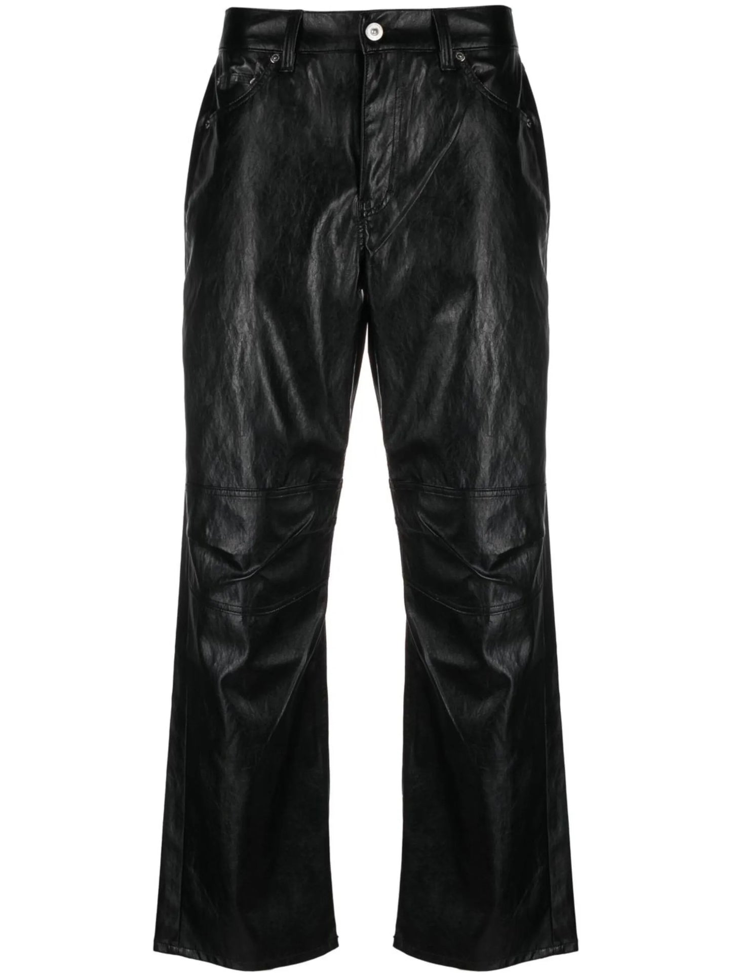 faux-leather straight-leg trousers