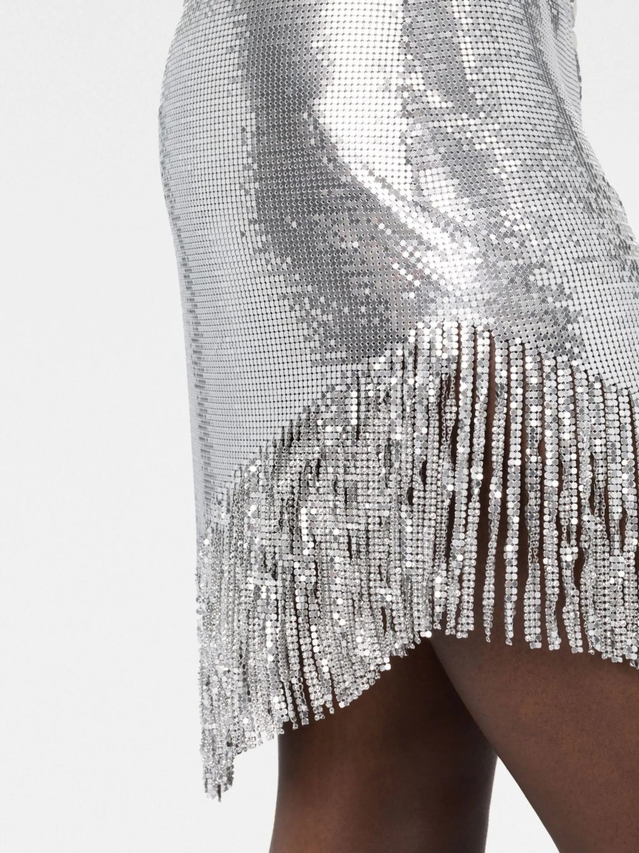 buttoned fringed miniskirt