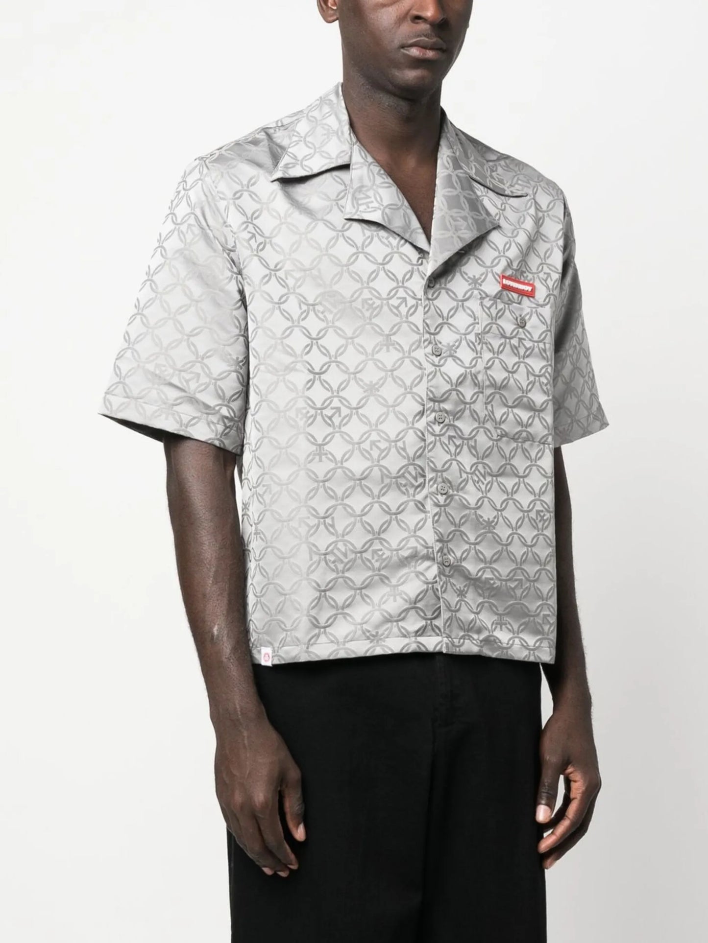 gender-jacquard camp-collar shirt