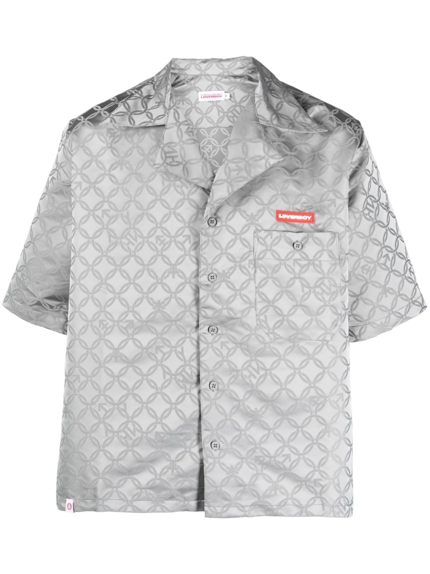 gender-jacquard camp-collar shirt