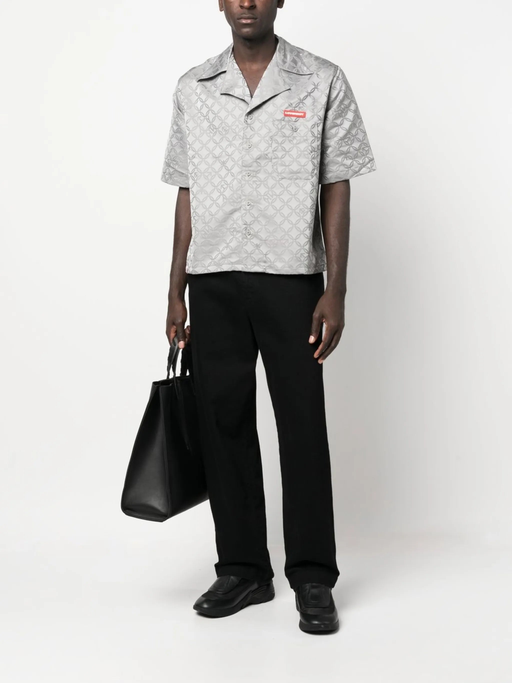 gender-jacquard camp-collar shirt