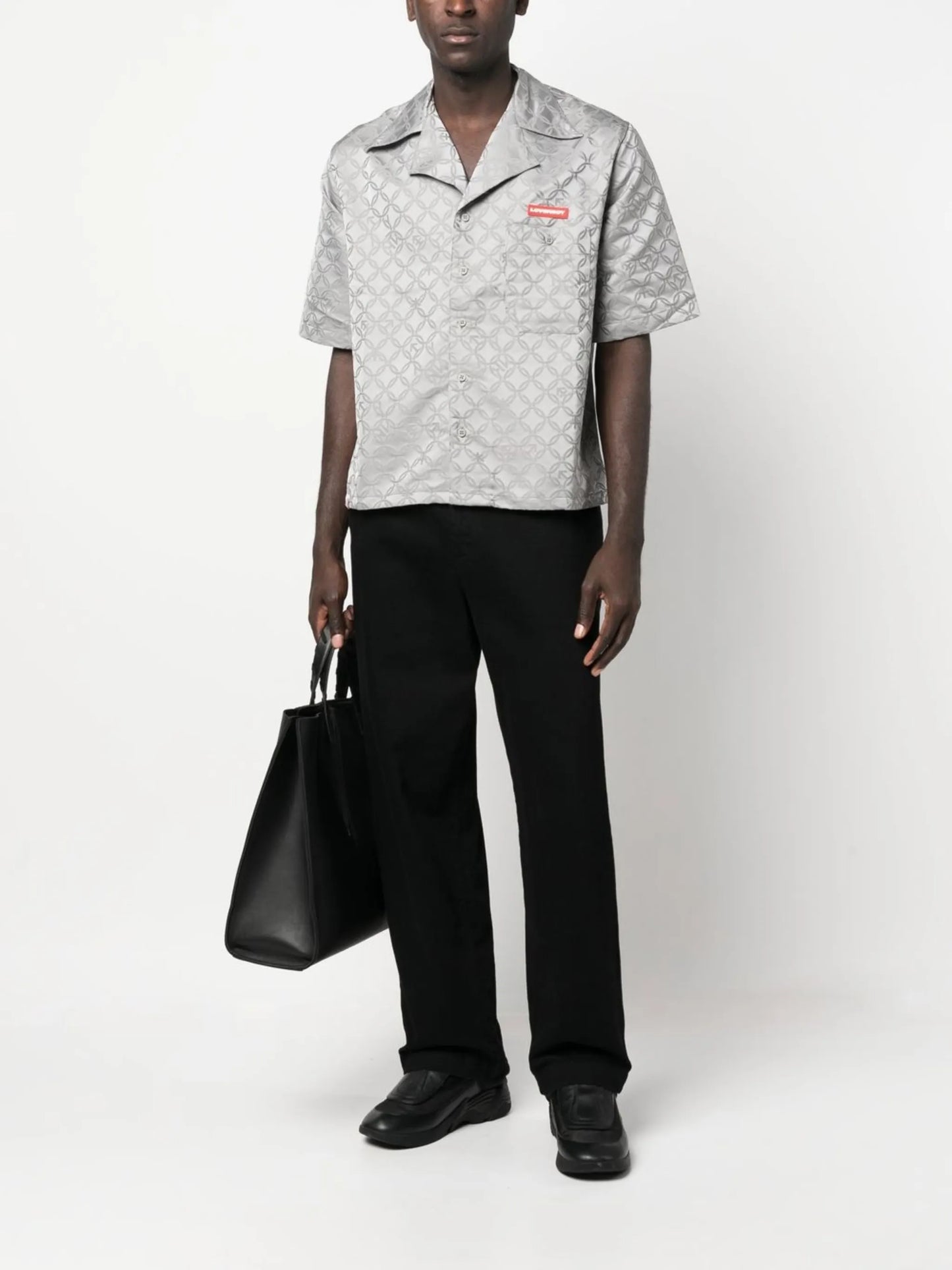 gender-jacquard camp-collar shirt
