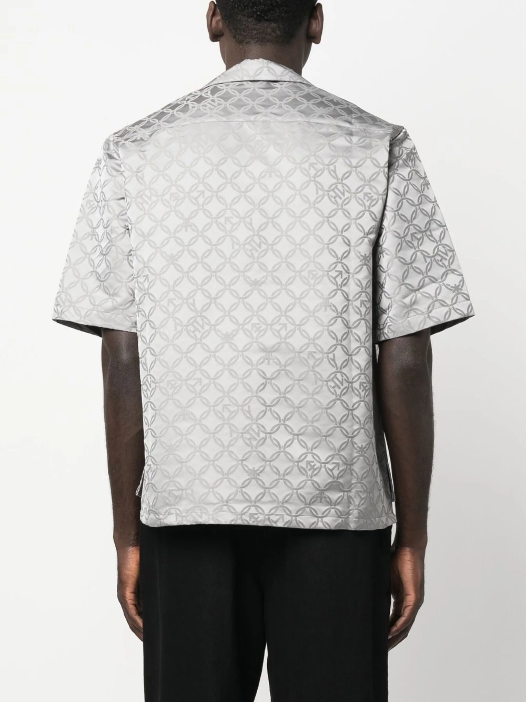 gender-jacquard camp-collar shirt