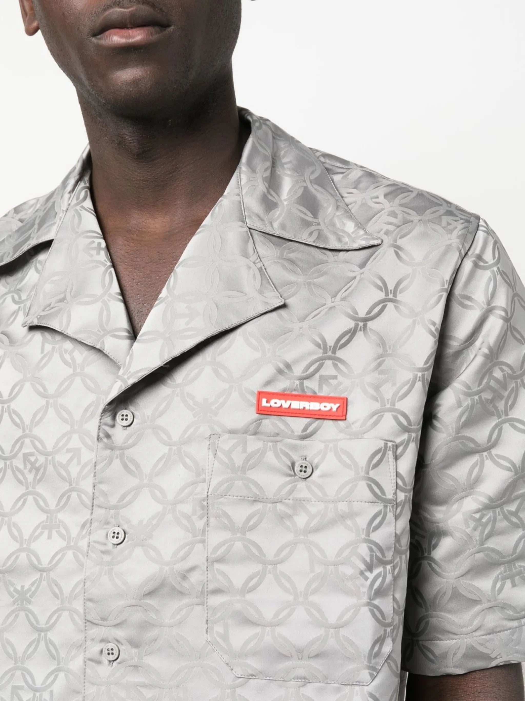 gender-jacquard camp-collar shirt