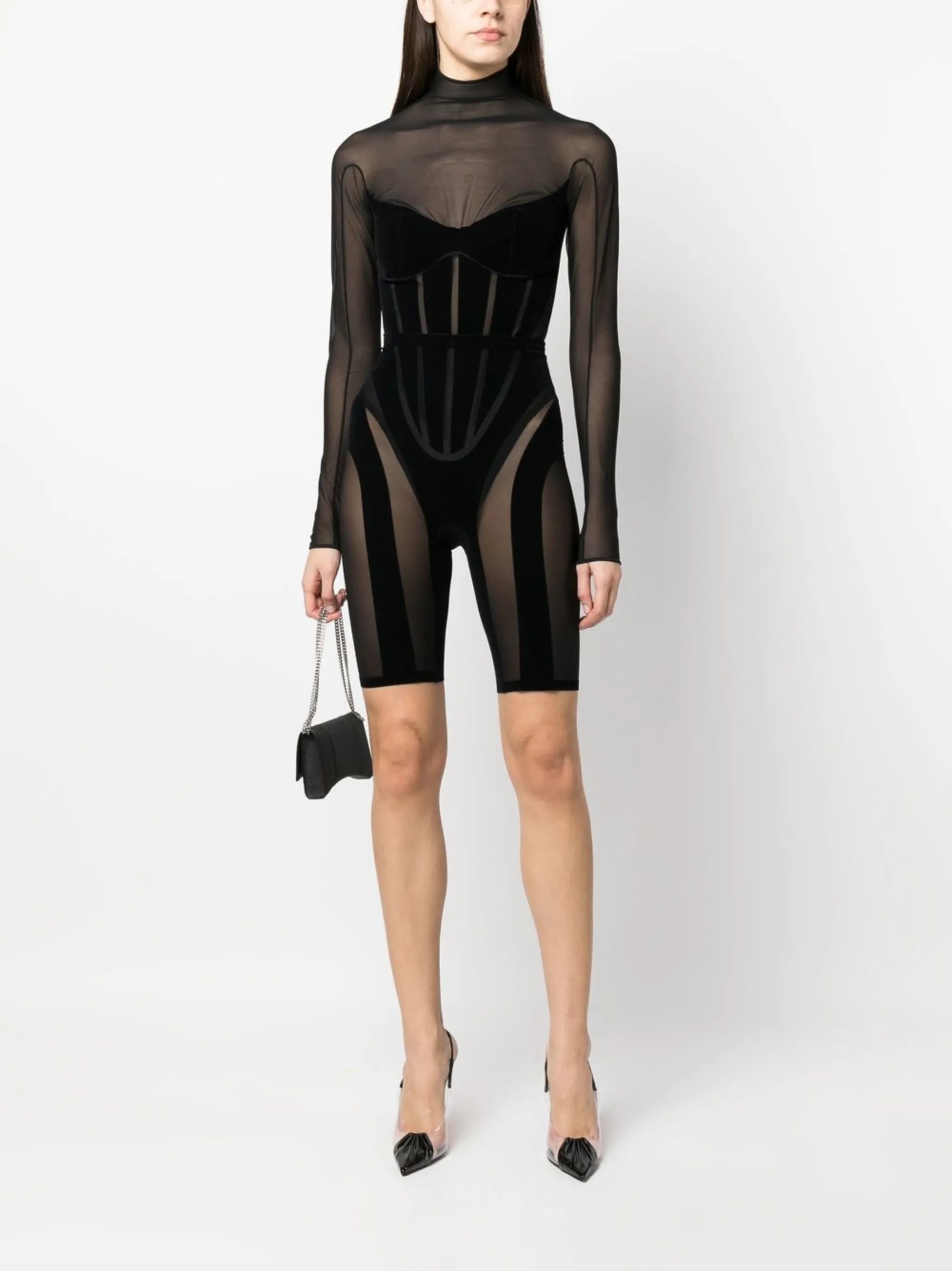 semi-sheer panelled shorts