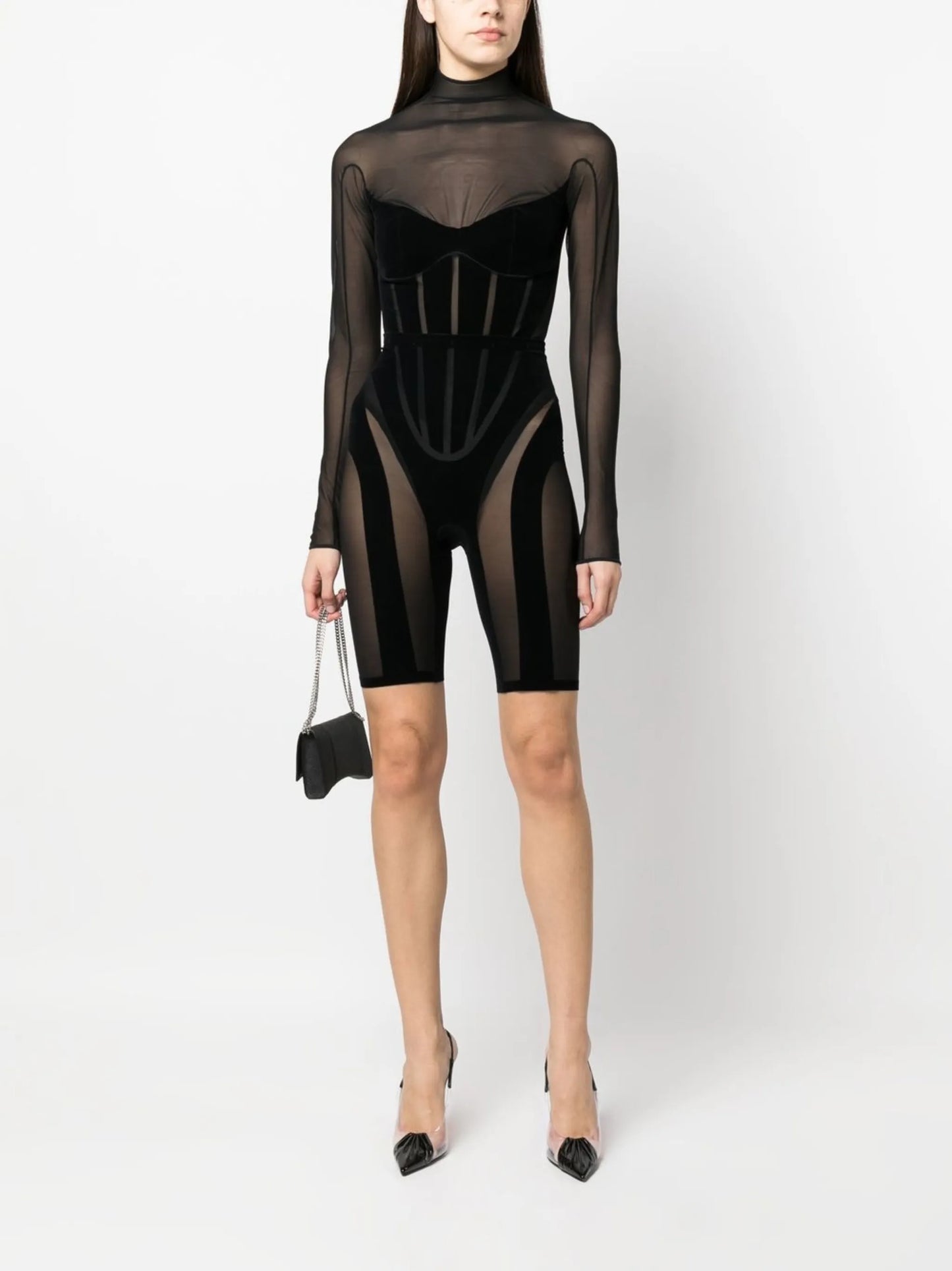 semi-sheer panelled shorts