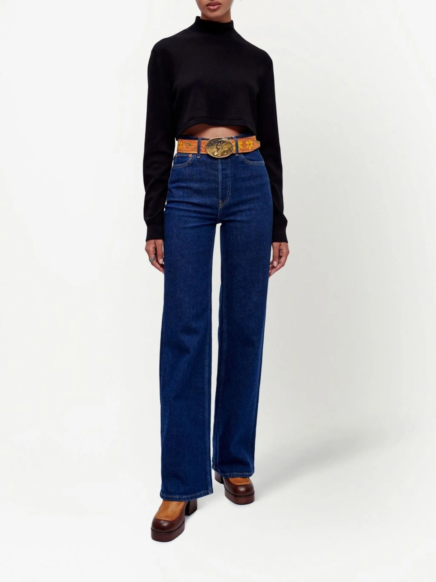 high-waisted wide-leg jeans