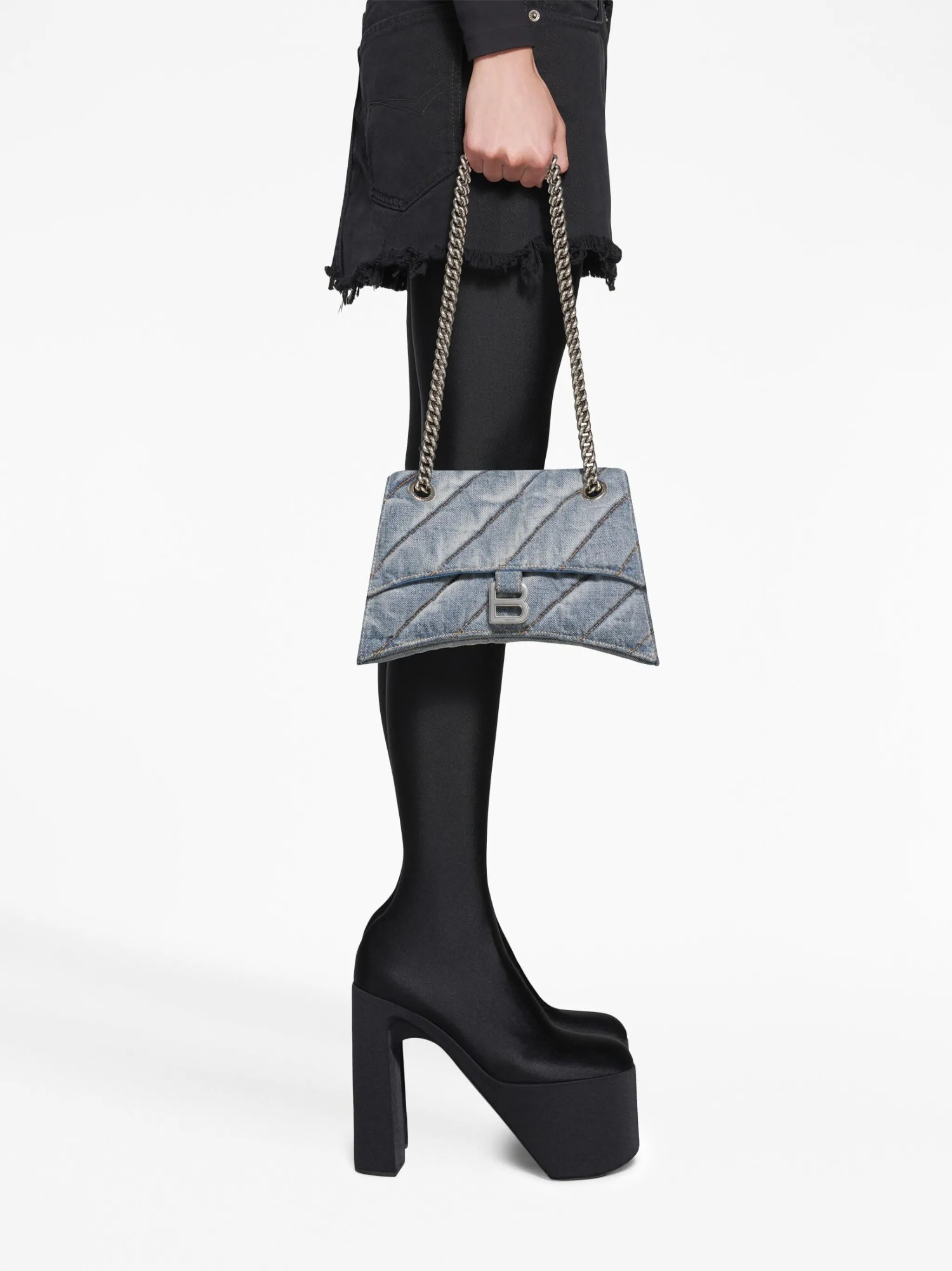 Crush denim shoulder bag