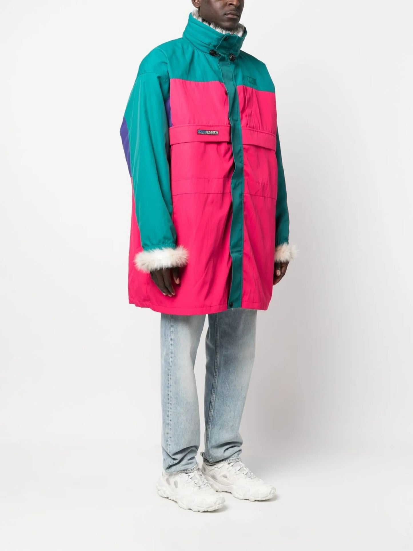 colour-block reversible coat