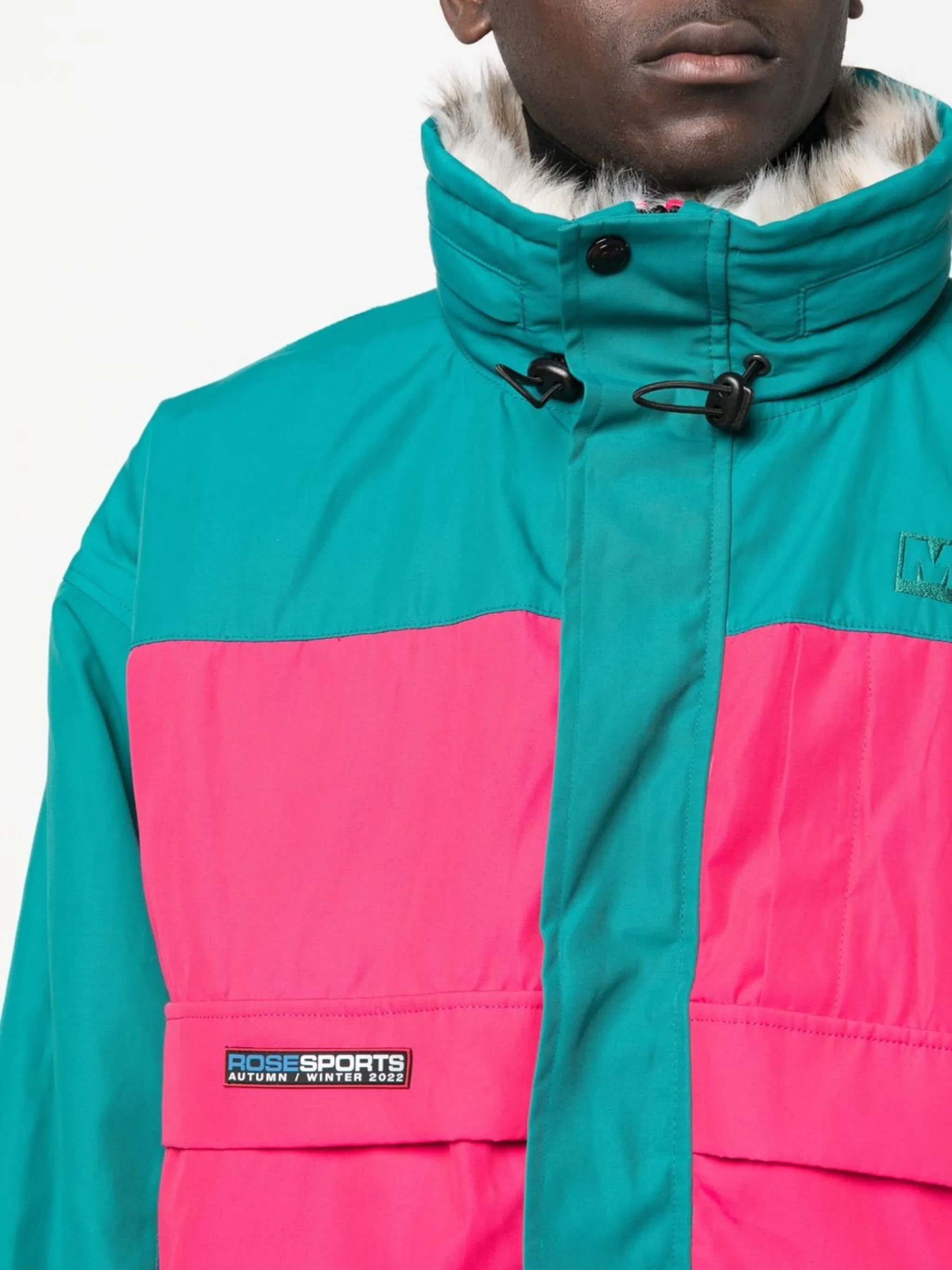 colour-block reversible coat