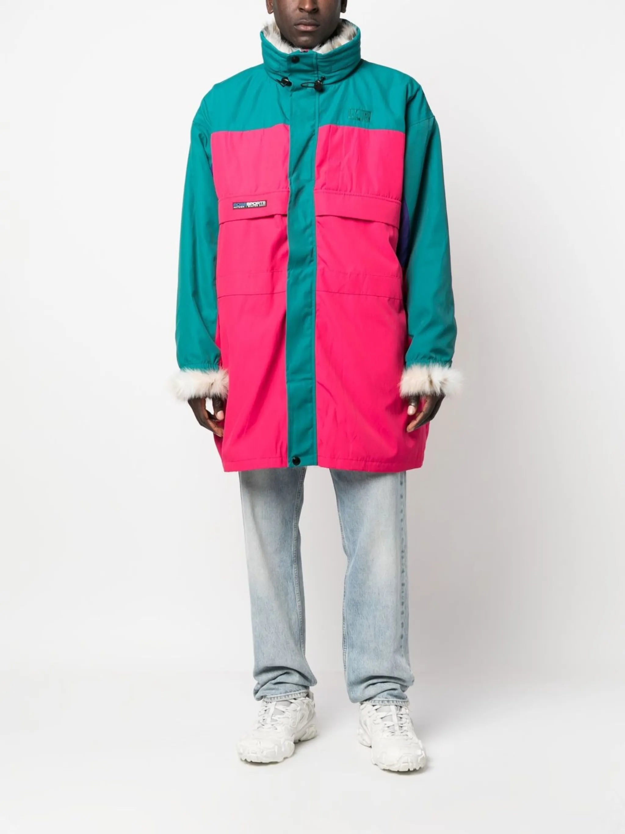 colour-block reversible coat