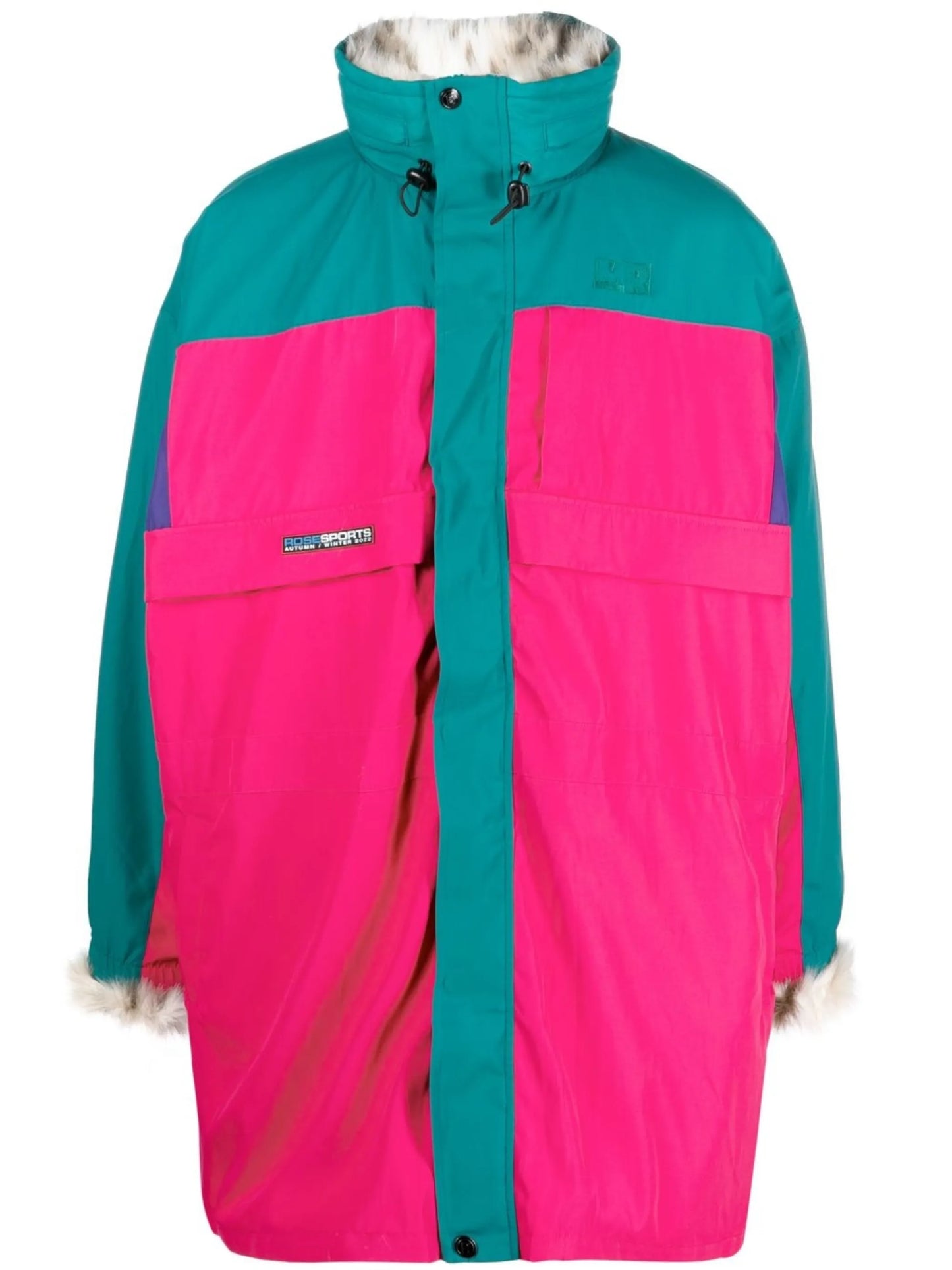 colour-block reversible coat