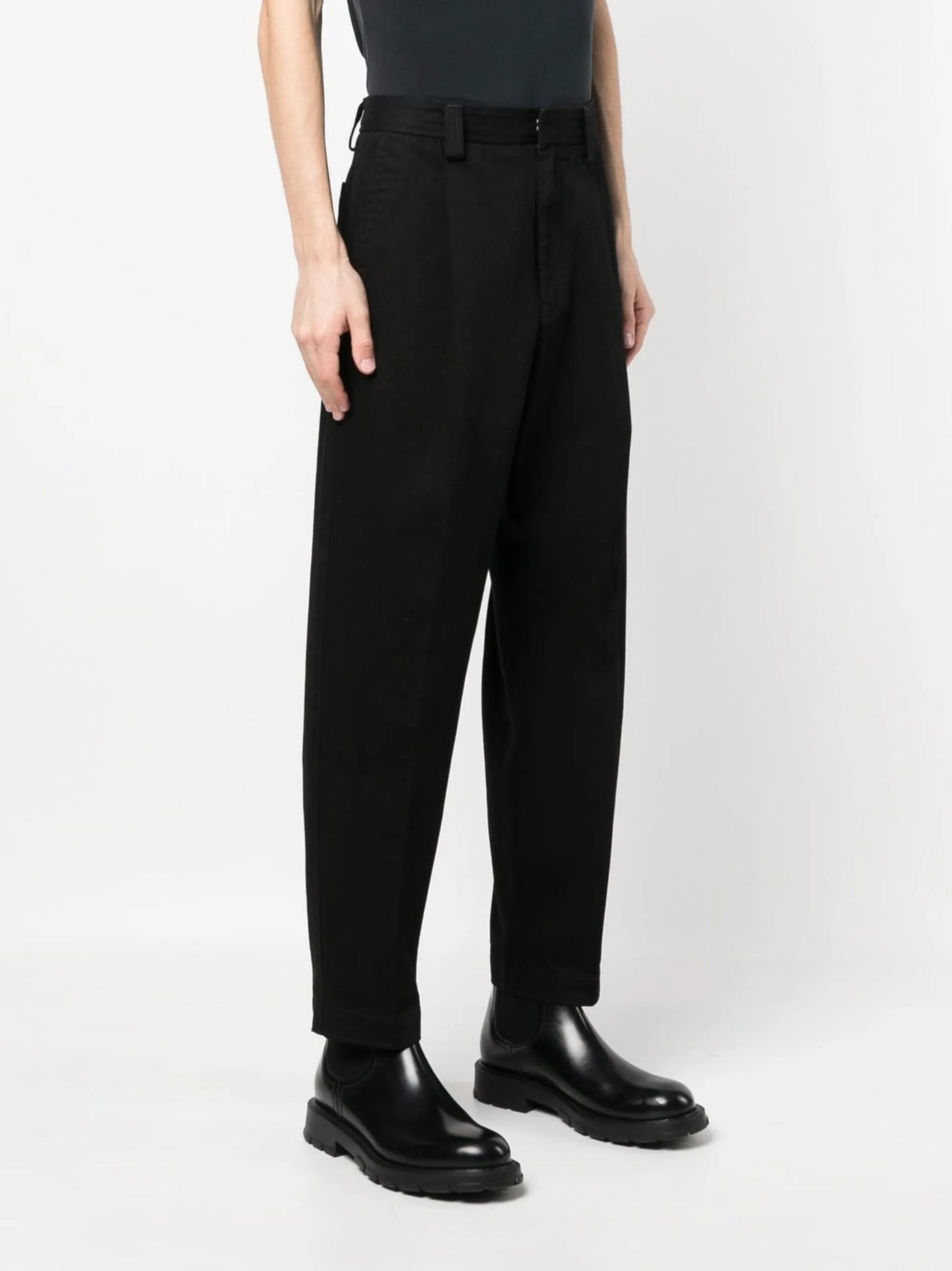tapered leg cotton trousers