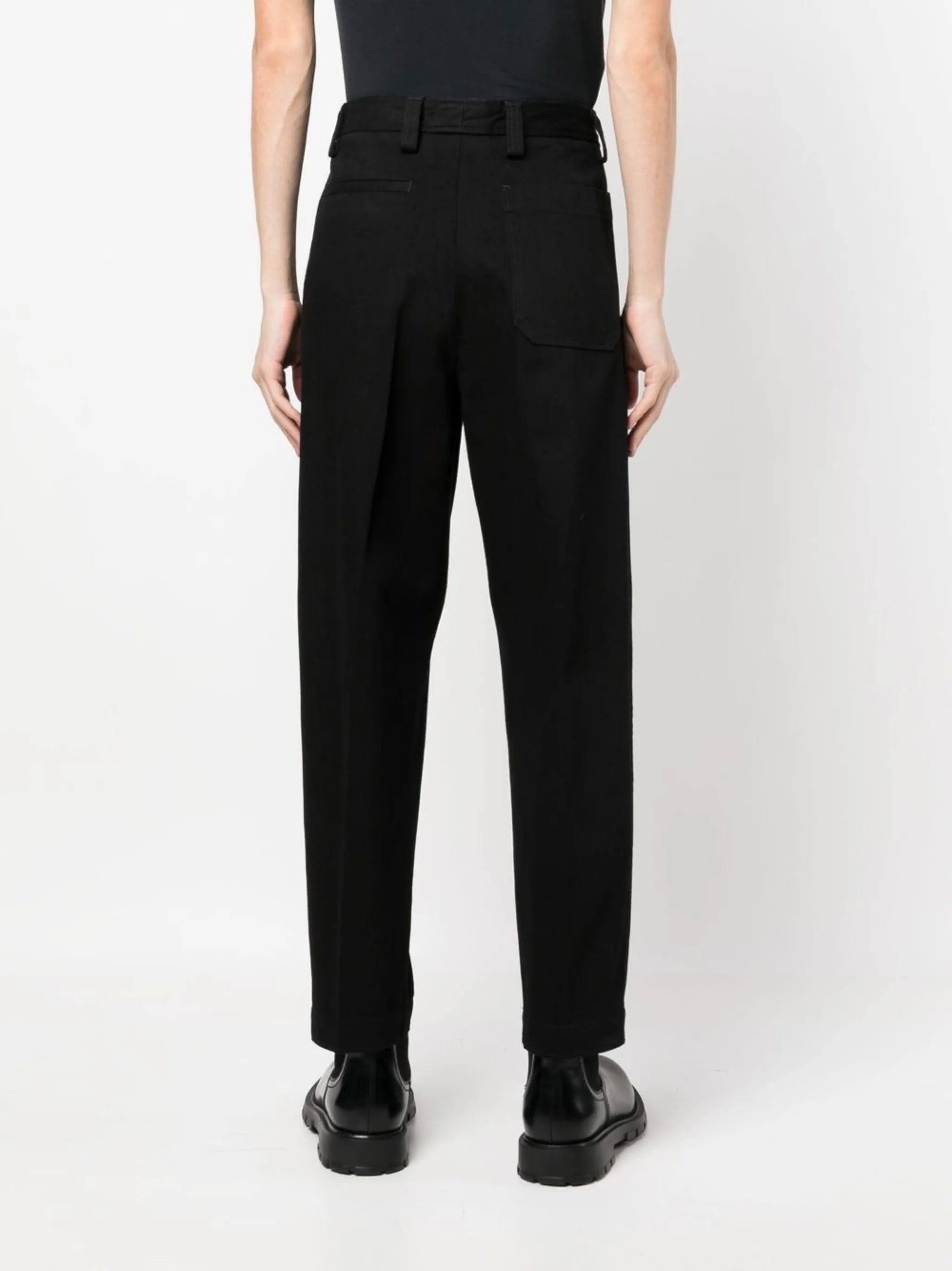 tapered leg cotton trousers