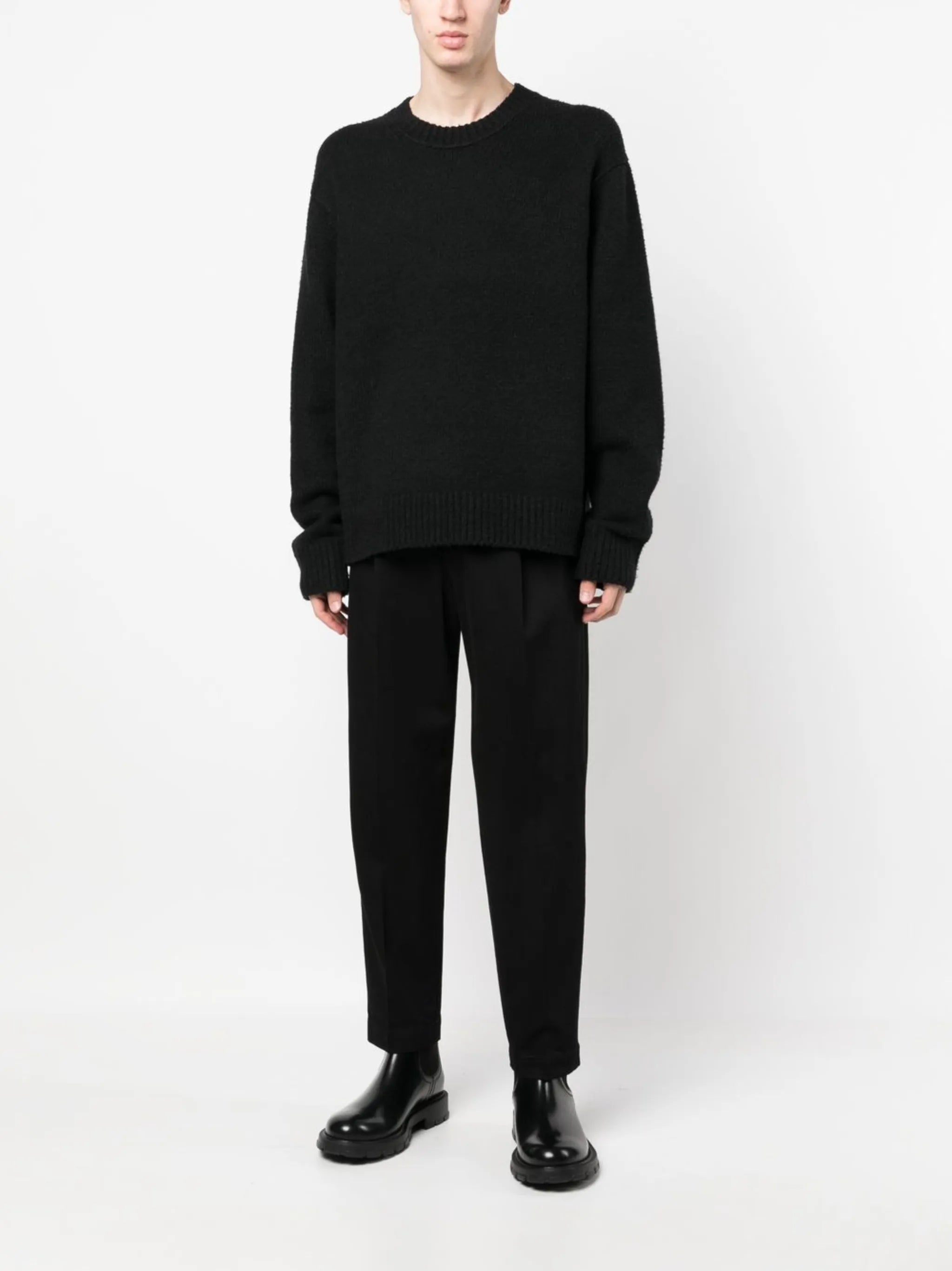 tapered leg cotton trousers