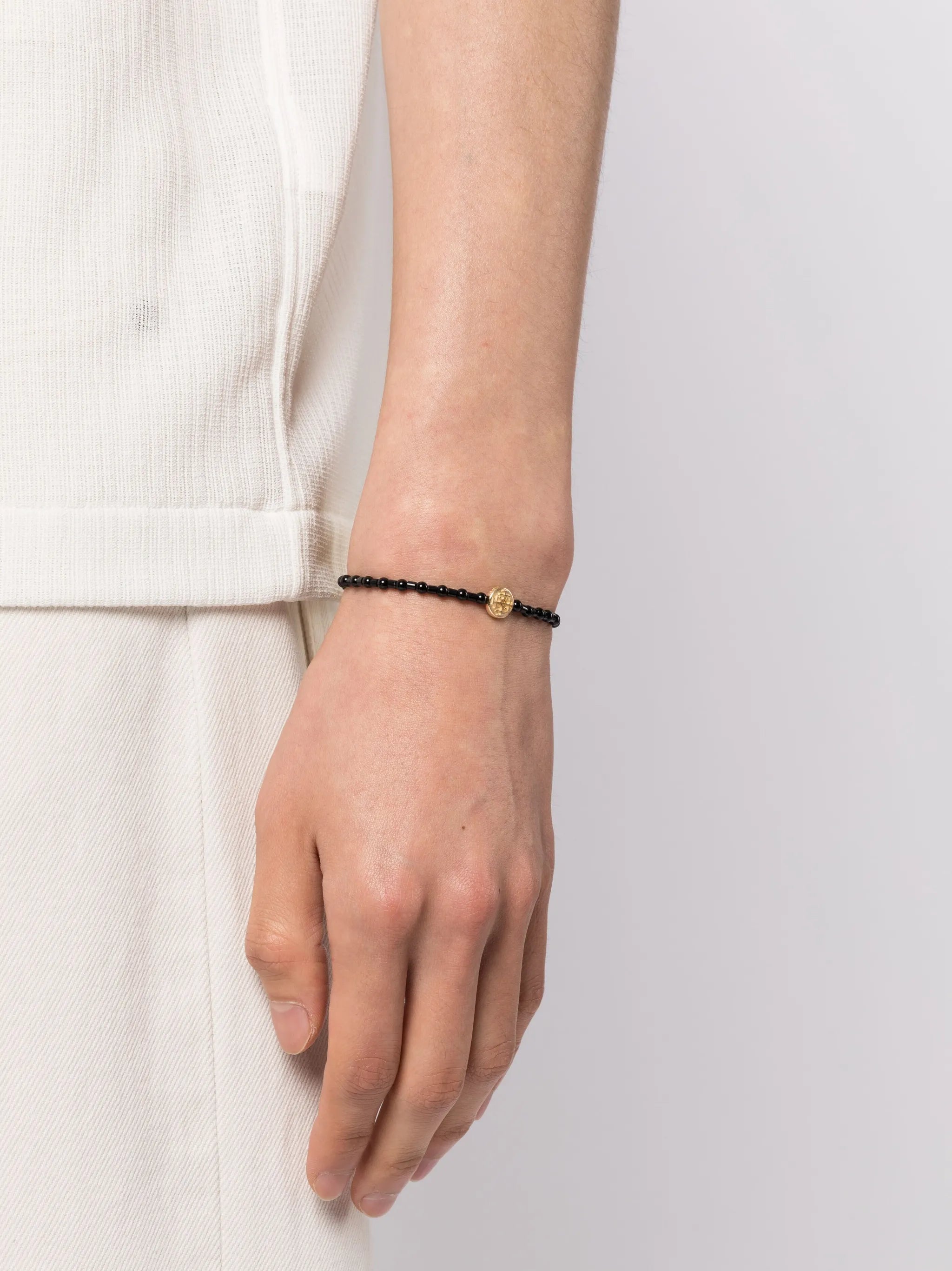 14kt yellow gold Money Seal beaded bracelet