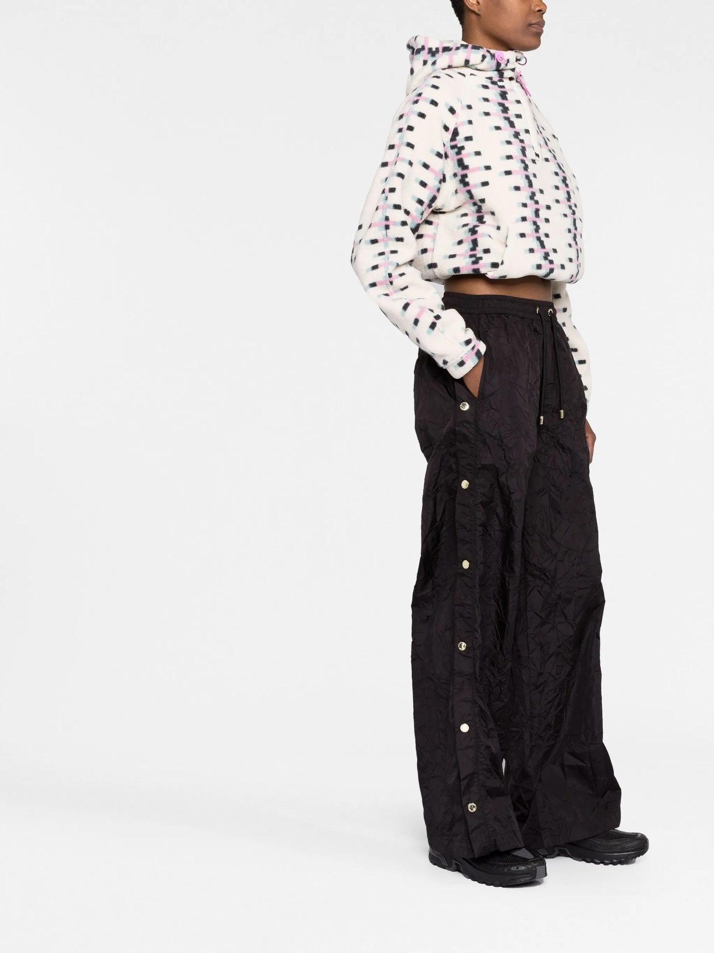 button-detailing trousers